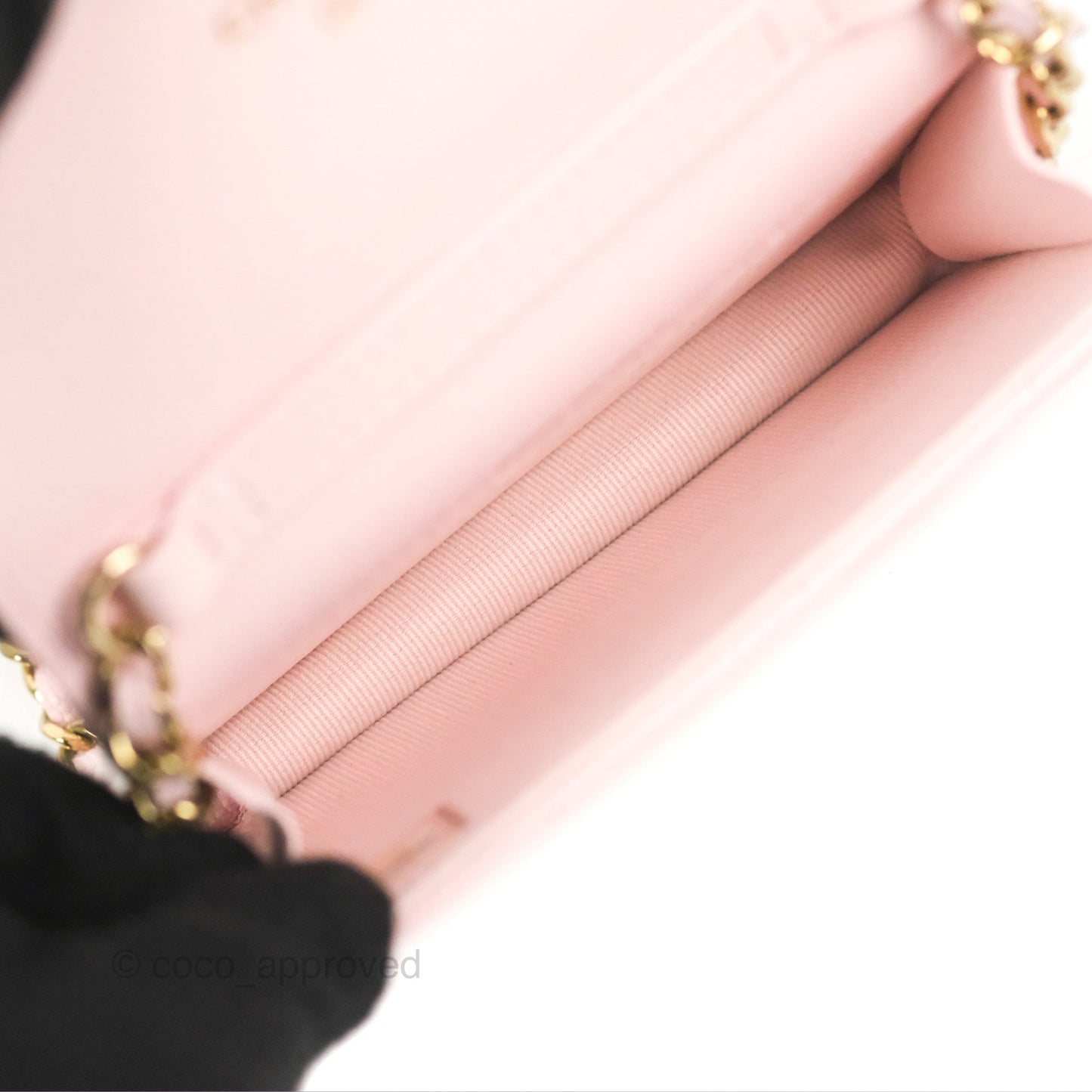 Chanel Mini Wallet With Chain Light Pink Caviar Gold Hardware