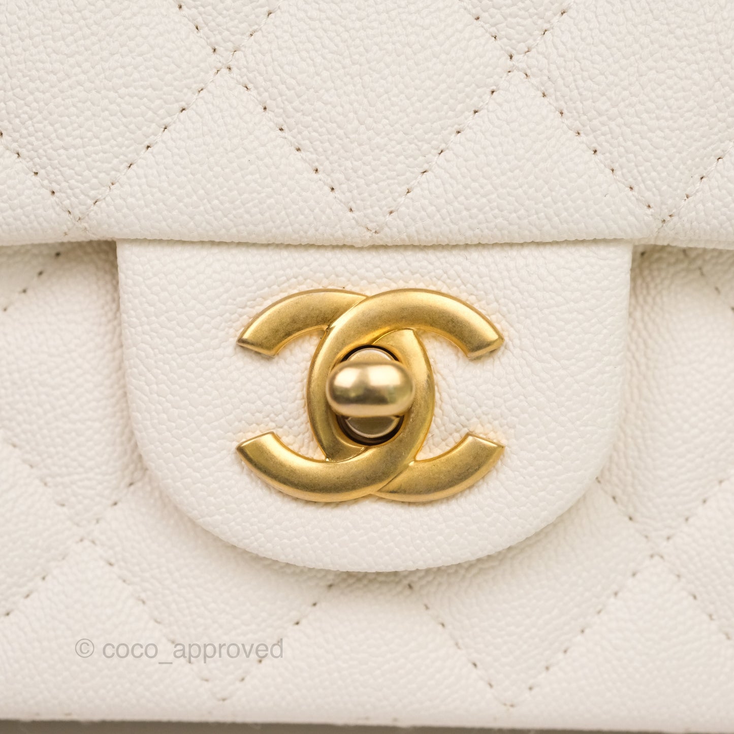 Chanel Top Handle Mini Rectangular Flap Bag Ivory Caviar Gold Hardware