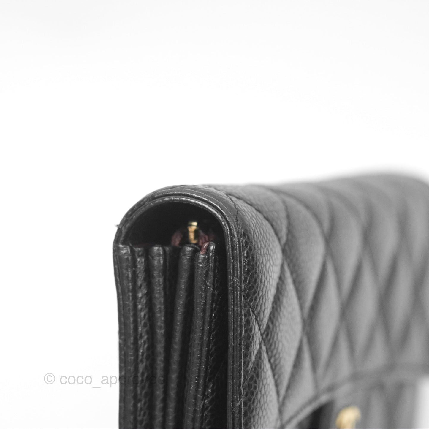 Chanel Classic Quilted Flap Long Wallet Black Caviar Gold Hardware