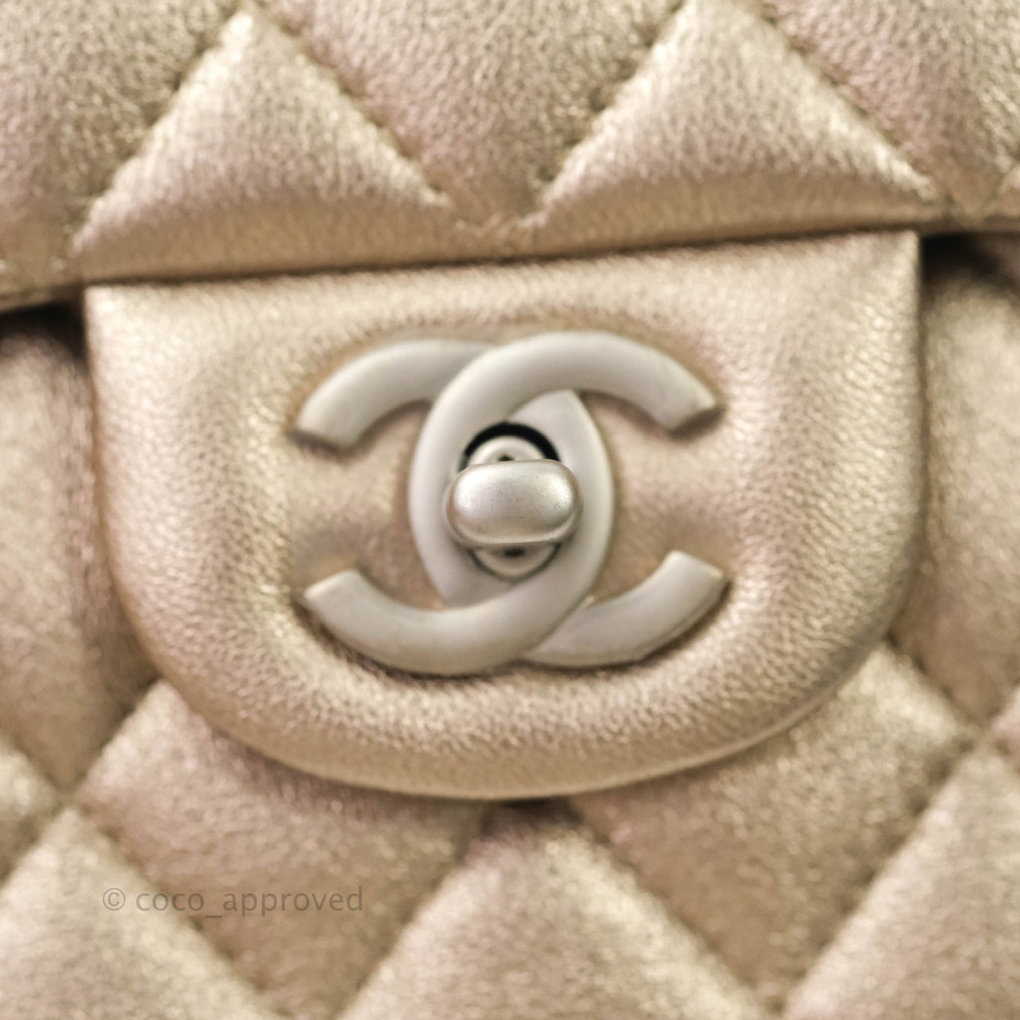 Chanel Classic M/L Medium Double Flap Metallic Bronze Lambskin Matte Silver Hardware