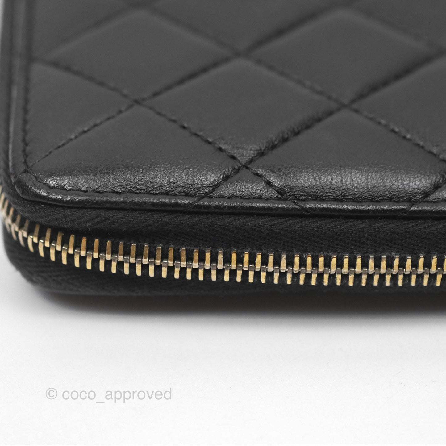 Chanel Zip Around Organiser Wallet Black Lambskin Gold Hardware