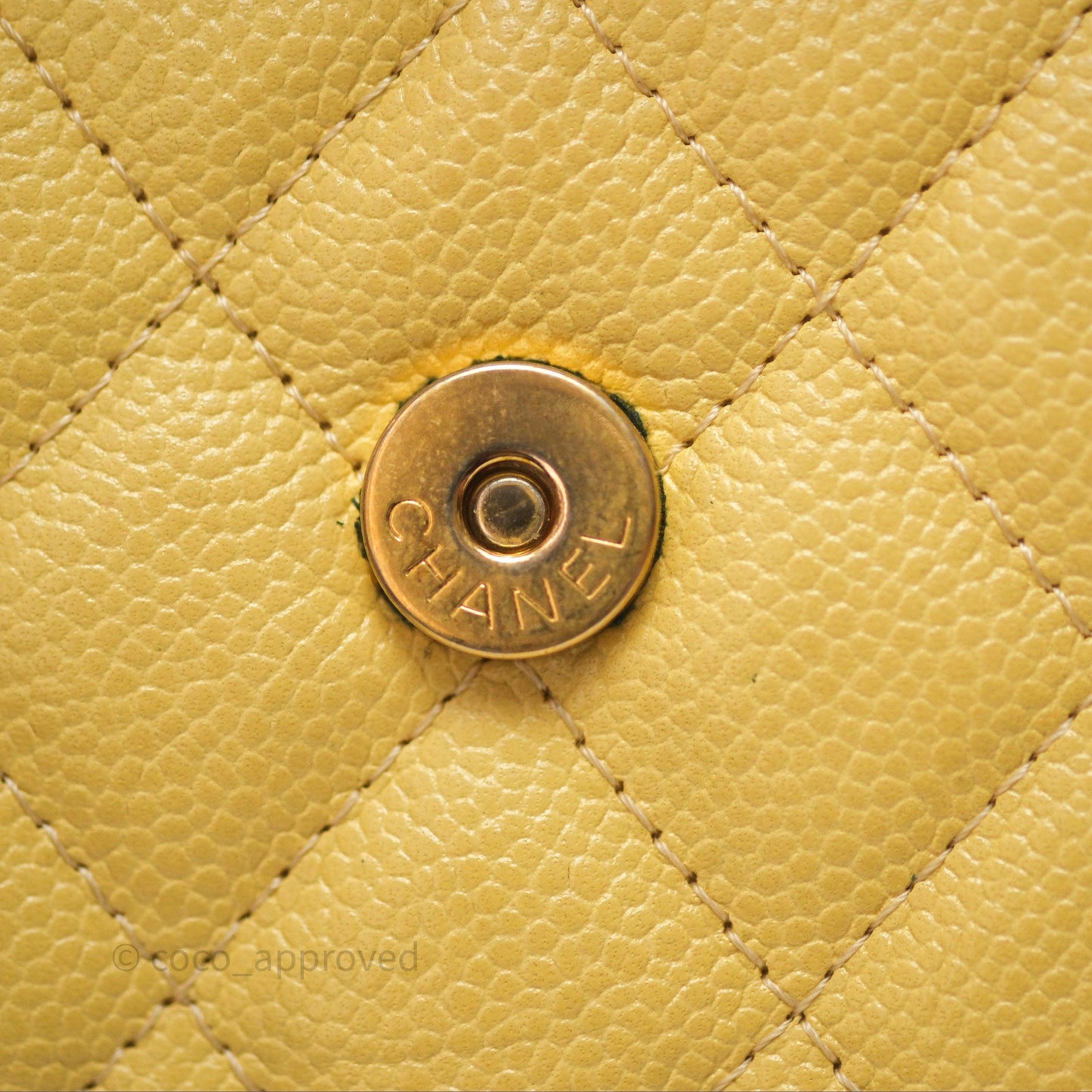 Chanel Mini Clutch With Chain Yellow Caviar Aged Gold Hardware