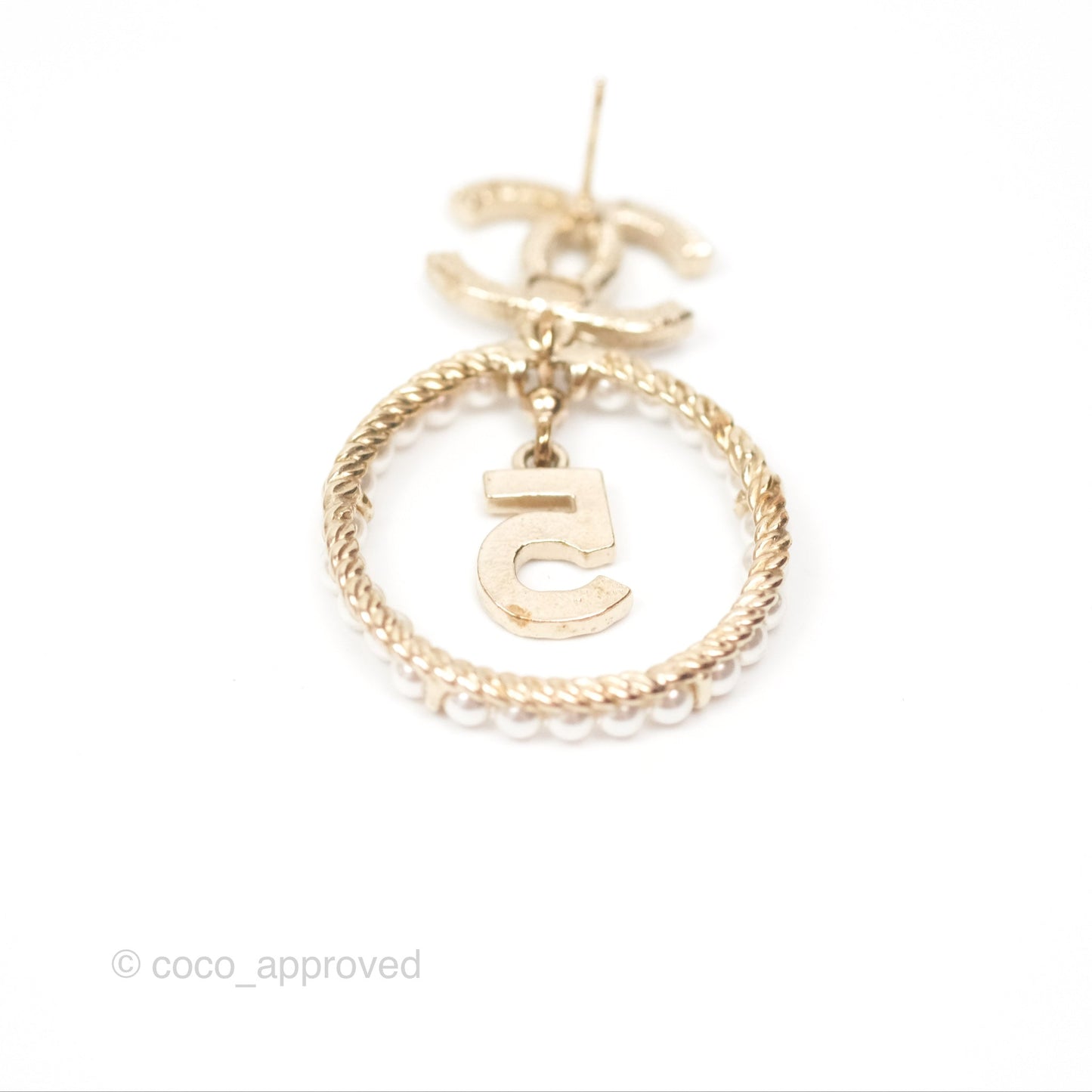Chanel CC Crystal Pearl Ring No 5 Drop Earrings 20C