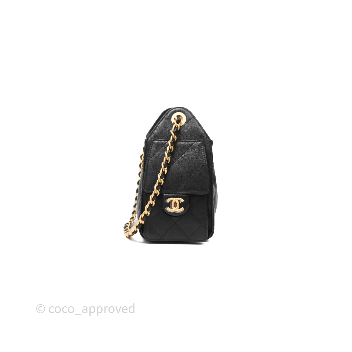 Chanel 25 Mini Black Caviar Aged Gold Hardware
