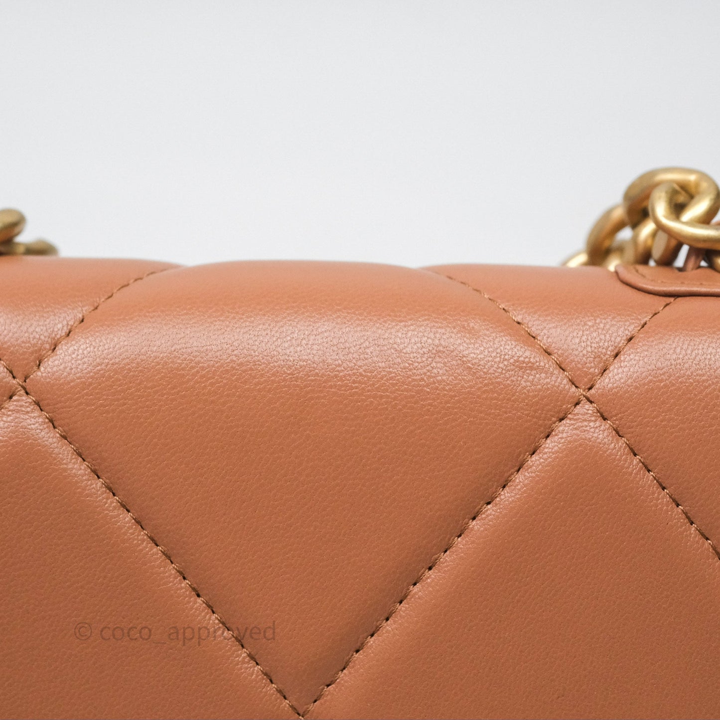 Chanel 19 Wallet on Chain WOC Dark Beige Caramel Lambskin Mixed Hardware
