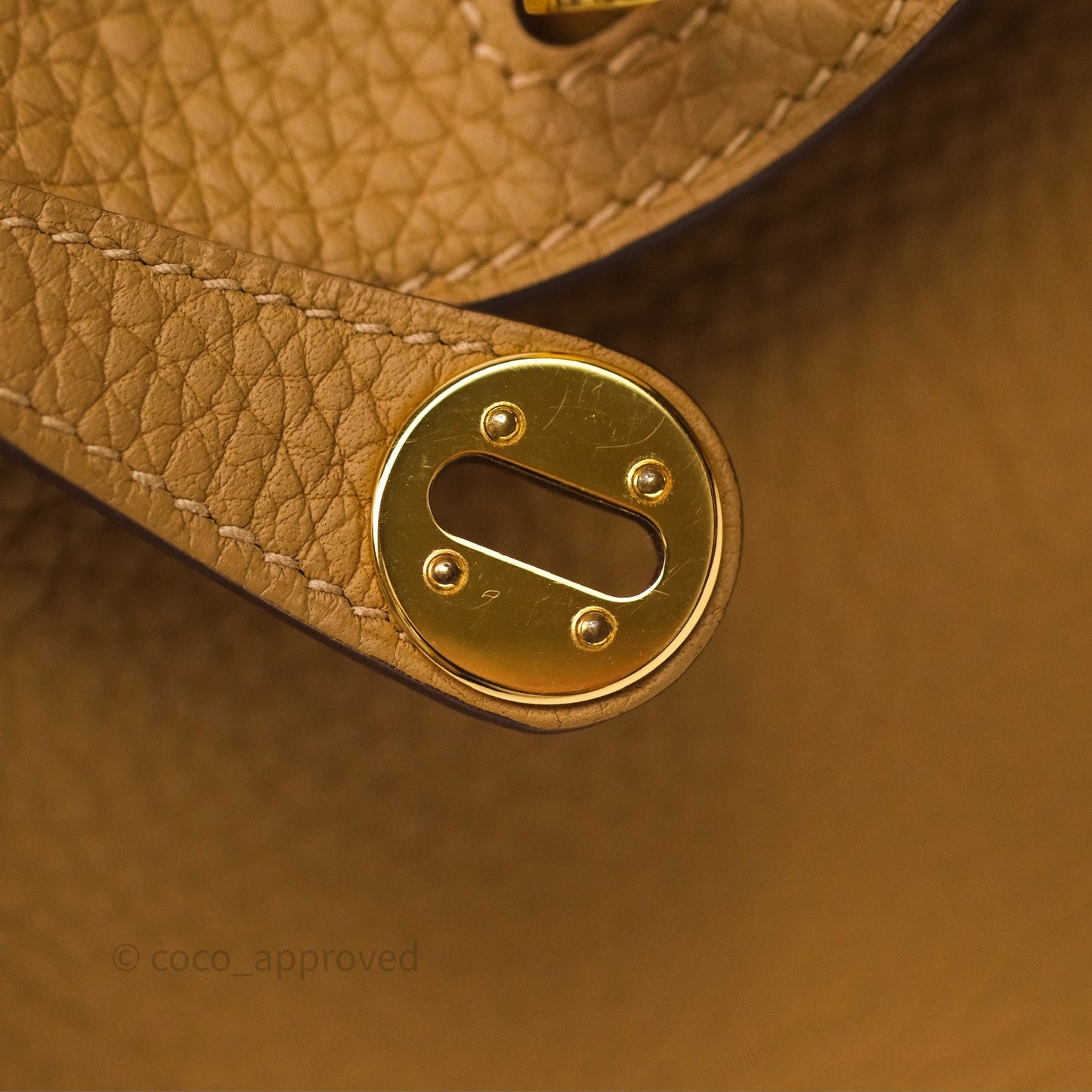 Hermès Mini Lindy 20 Biscuit 4B Clemence Gold Hardware With Rodeo