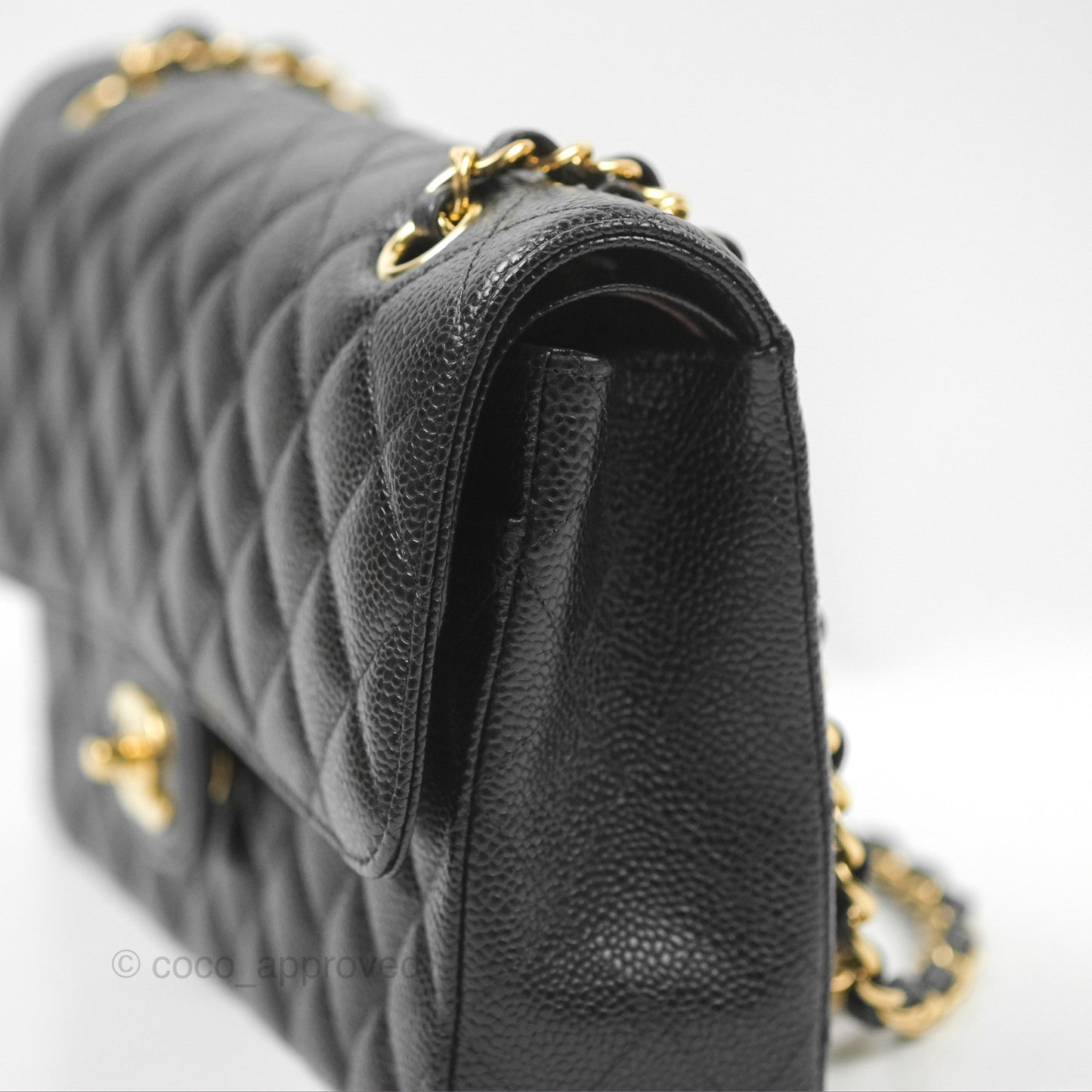 Chanel Classic M/L Medium Flap Quilted Black Caviar Gold Hardware