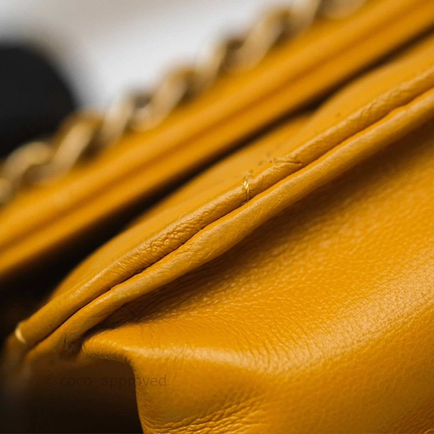 Chanel Quilted Classic Chain Around WOC Yellow Lambskin Aged Gold Hardware