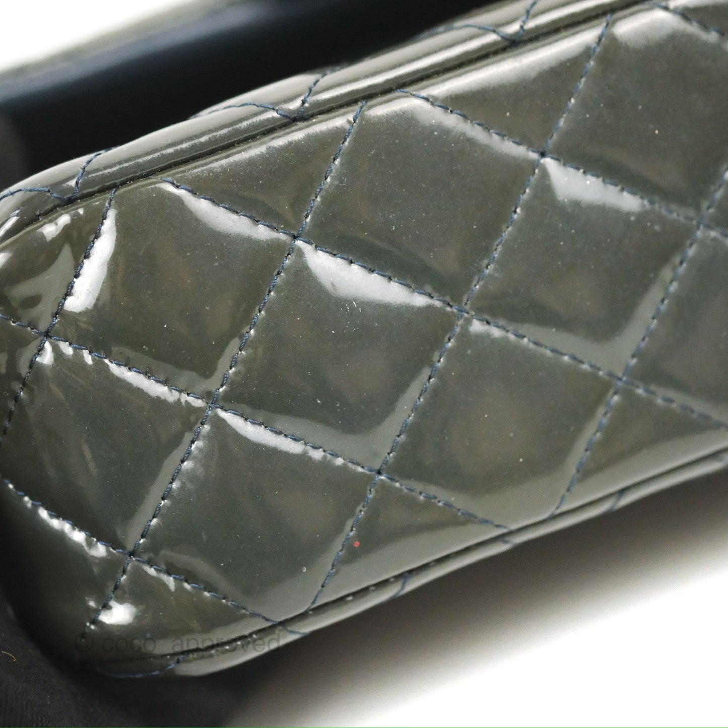 Chanel Quilted Mini Rectangular Green Patent Silver Hardware