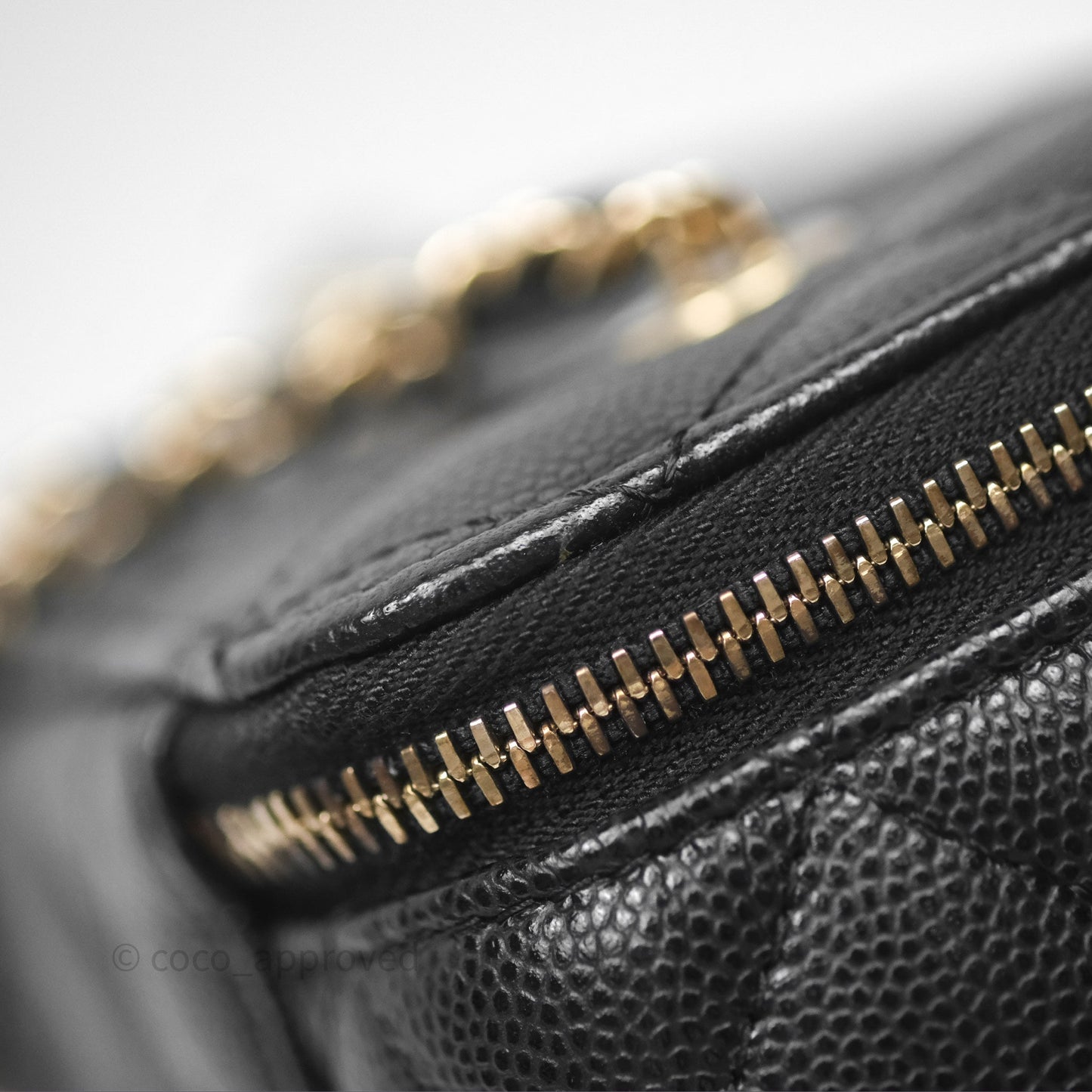 Chanel Vanity Rectangular With Chain Black Caviar Gold Hardware