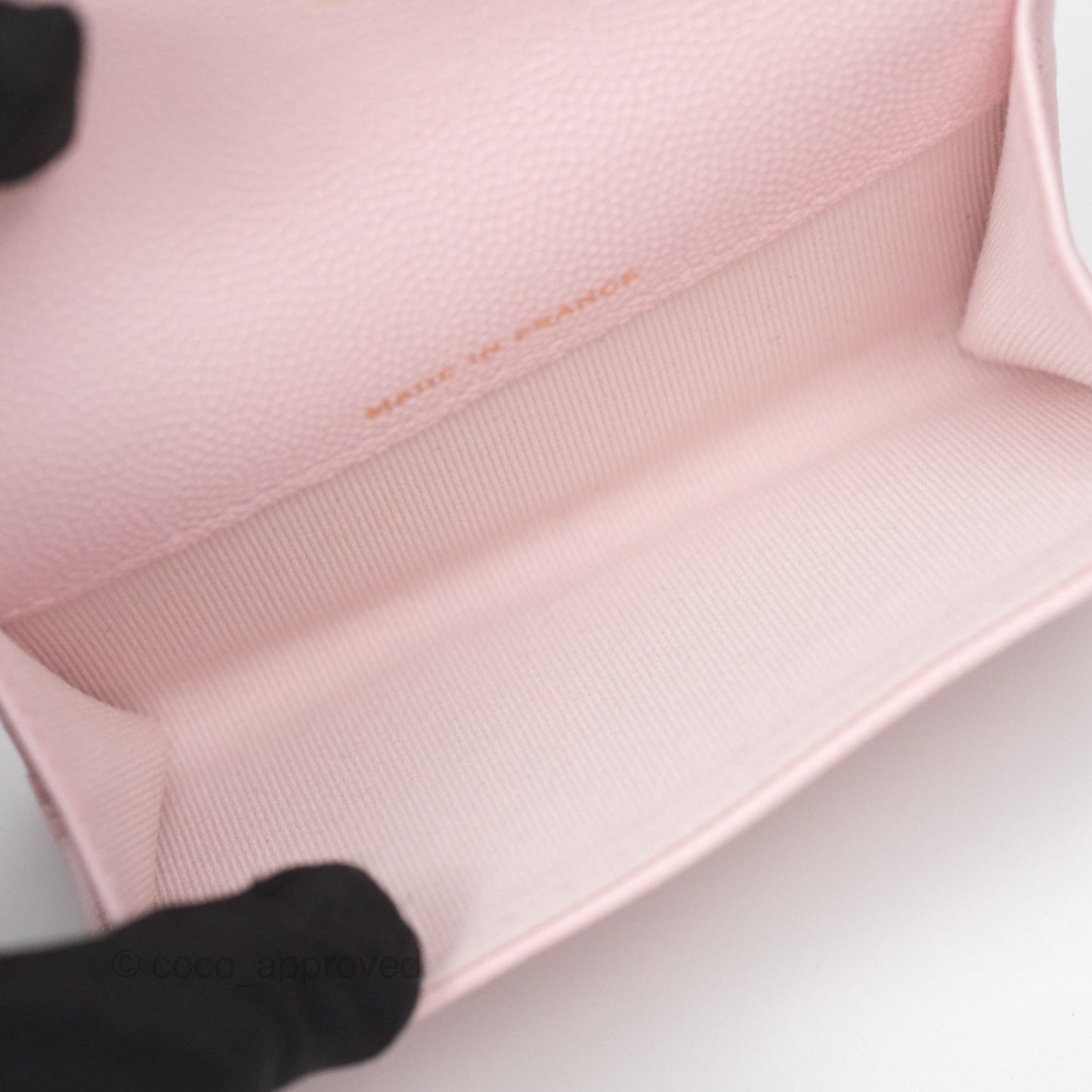 Chanel Quilted Flap Card Holder Caviar Pink Gold Hardware