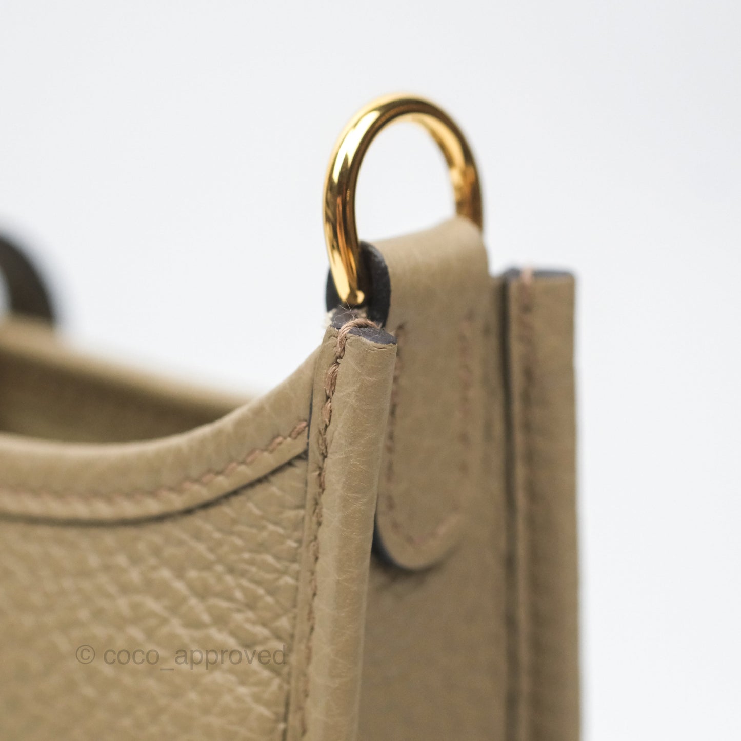 Hermès Mini Evelyne 16 Beige Marfa 8Q Clemence Gold Hardware