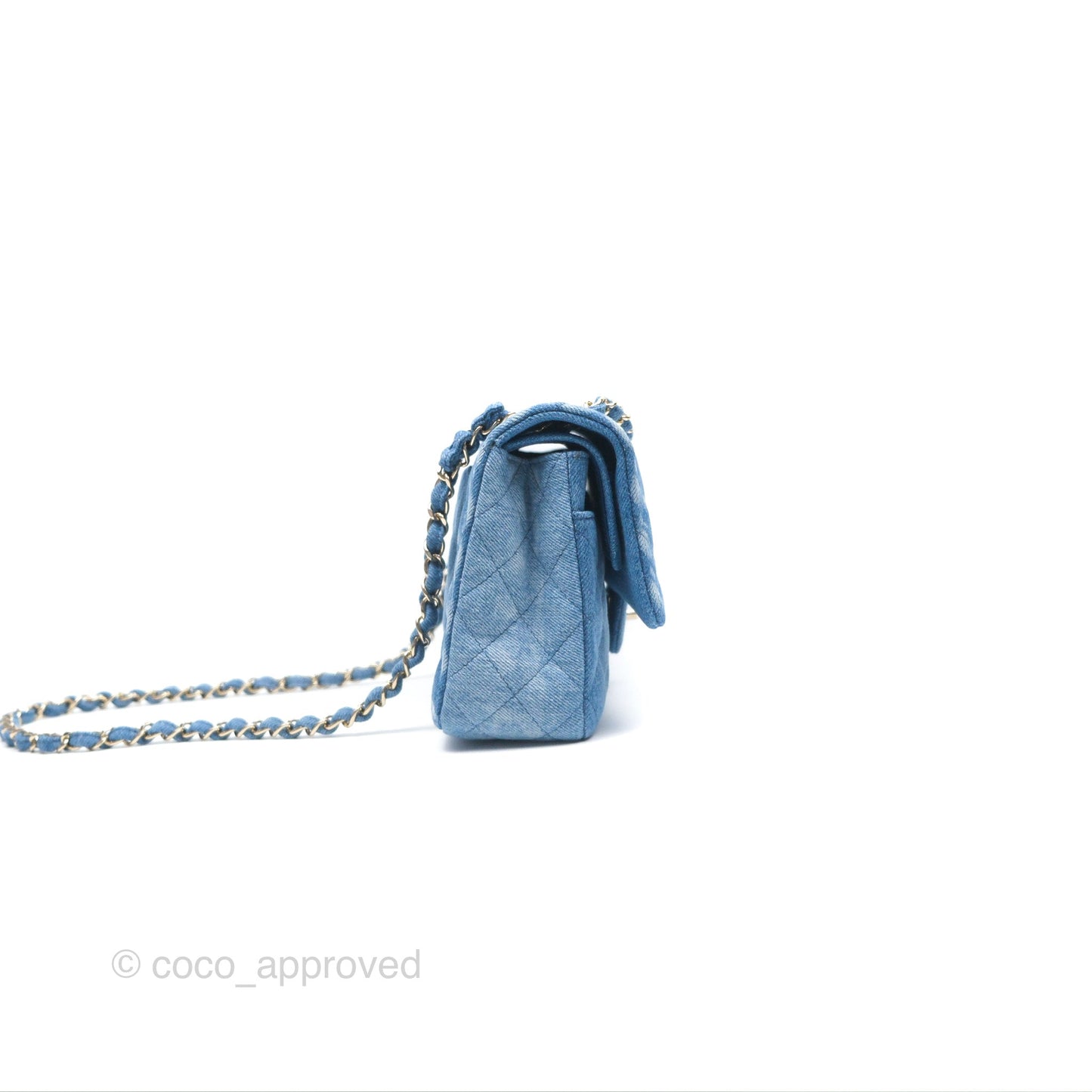 Chanel Classic M/L Medium Flap Quilted Denim Gold Hardware 19P