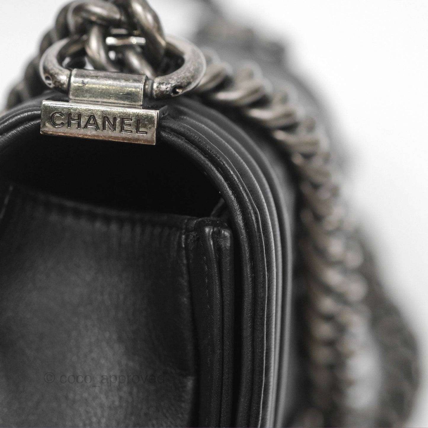 Chanel Small Boy Black Calfskin Ruthenium Hardware