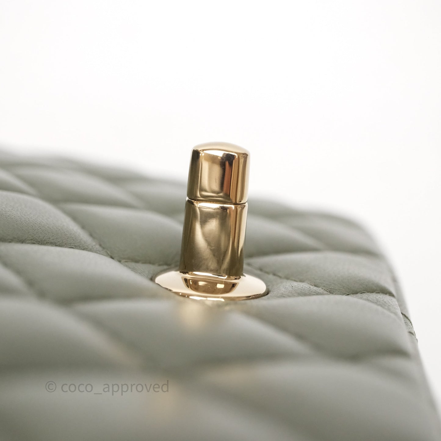 Chanel Quilted Mini Square Olive Green Lambskin Gold Hardware