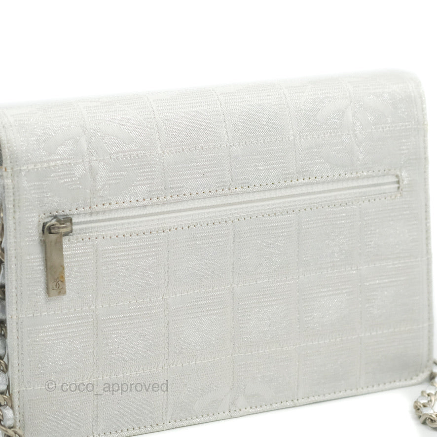 Chanel Vintage Wallet on Chain Silver Ice Cube Fabric