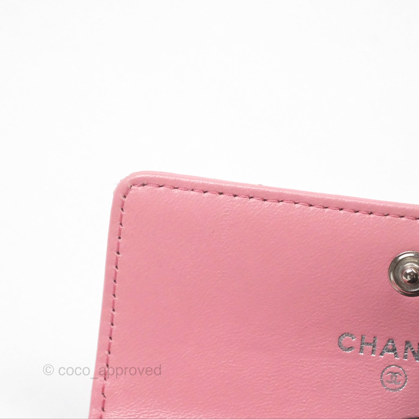 Chanel Quilted Flap Card Holder Pink Lambskin Silver Hardware