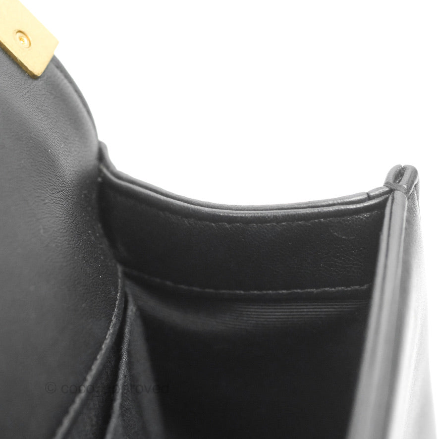 Chanel Small Boy Black Lambskin Aged Gold Hardware