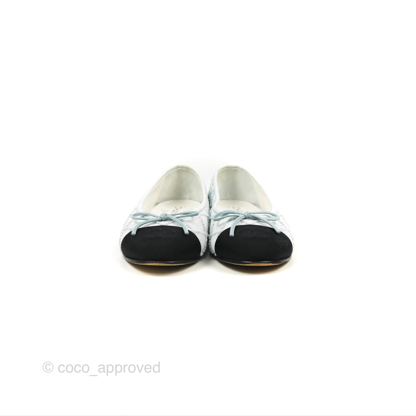 Chanel Ballerina Flats Light Blue/Black Size 37.5