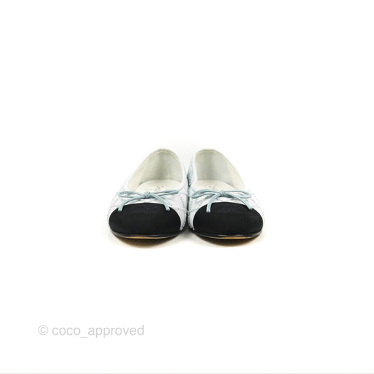 Chanel Ballerina Flats Light Blue/Black Size 37.5