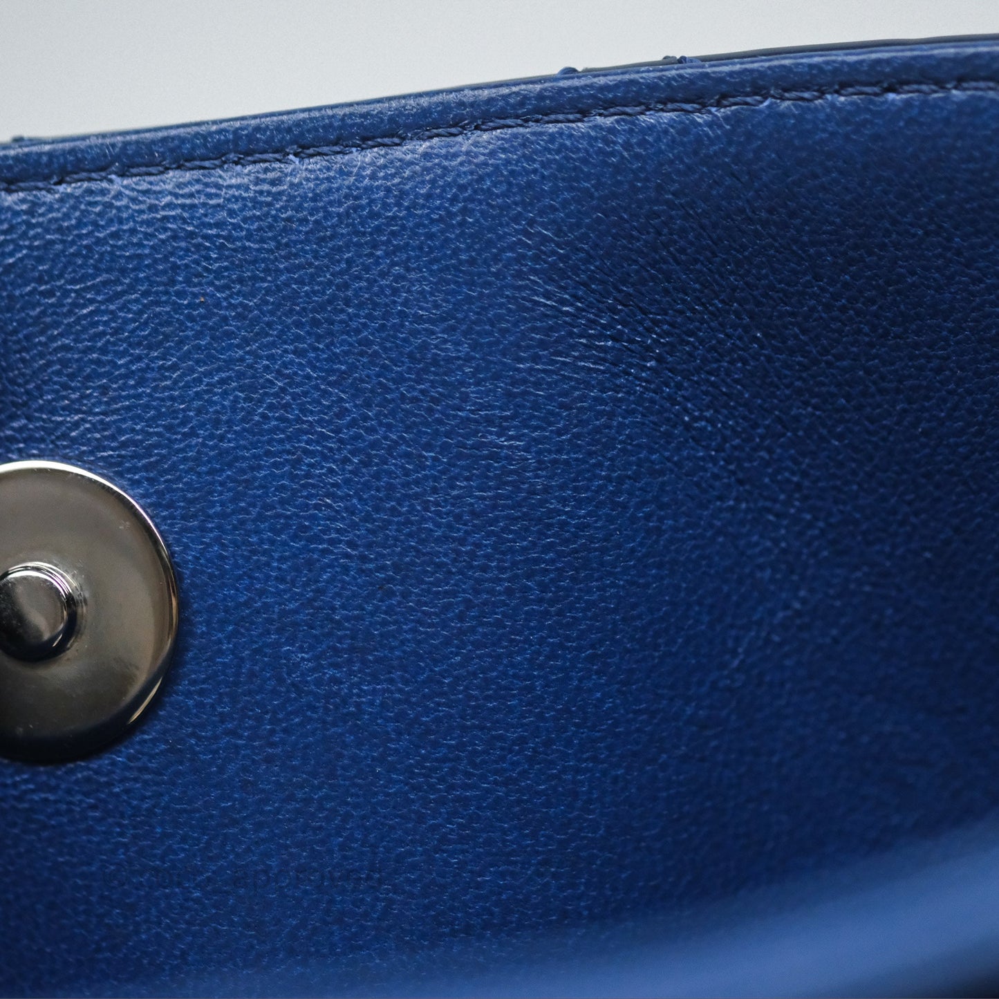 Chanel Quilted Bowling Tote Royal Blue Patent Silver Hardware
