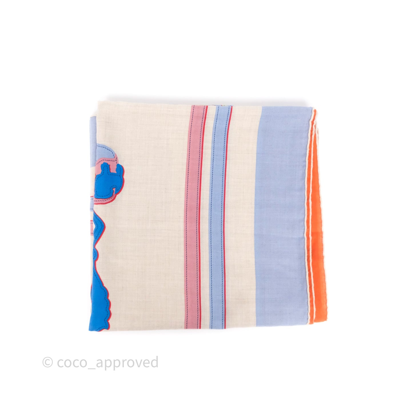 Hermes Brides De Gala App 140cm TD/ Orange/ Naturel/ Bleu Azur Cachemire Scarf