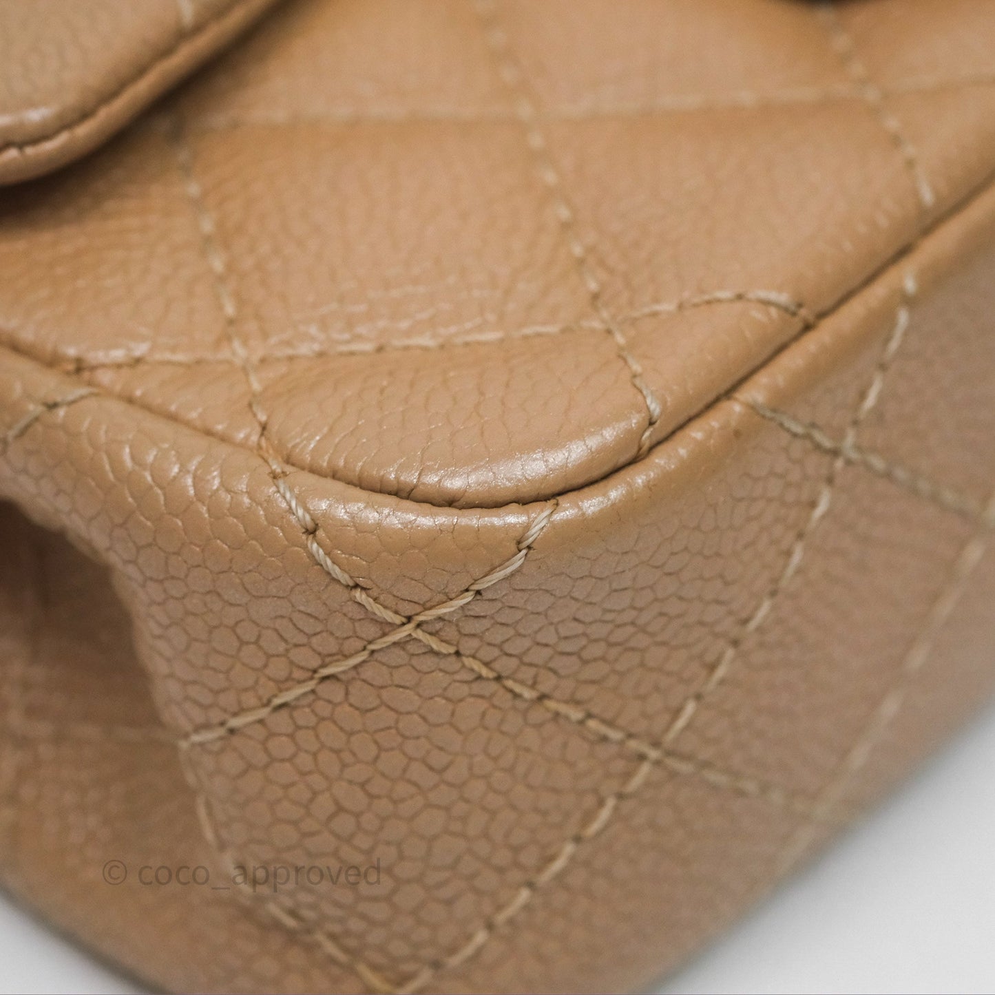 Chanel Quilted Extra Mini Rectangular Flap Beige Caviar Matt Silver Hardware