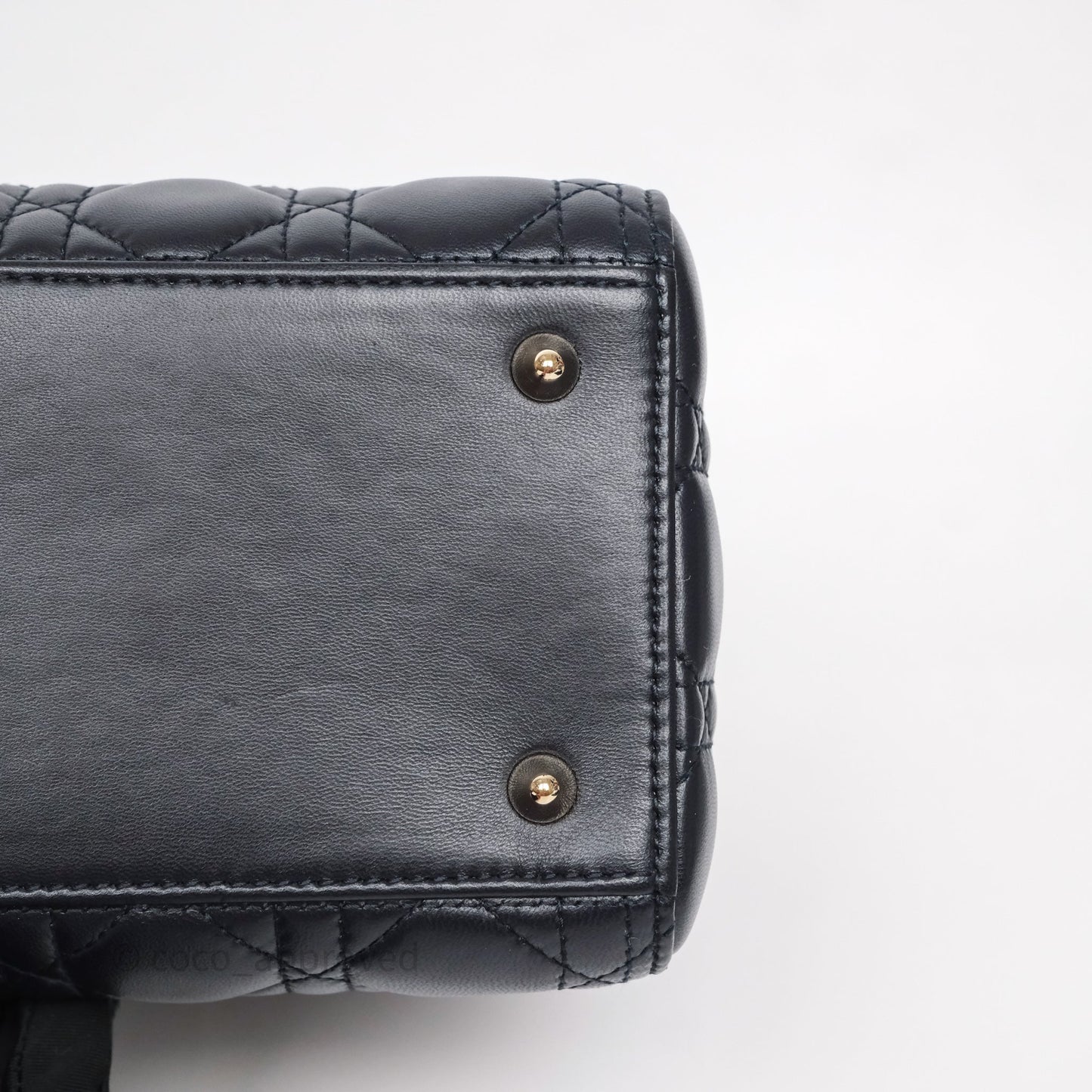 Christian Dior Medium Lady Dior Navy Lambskin Gold Hardware