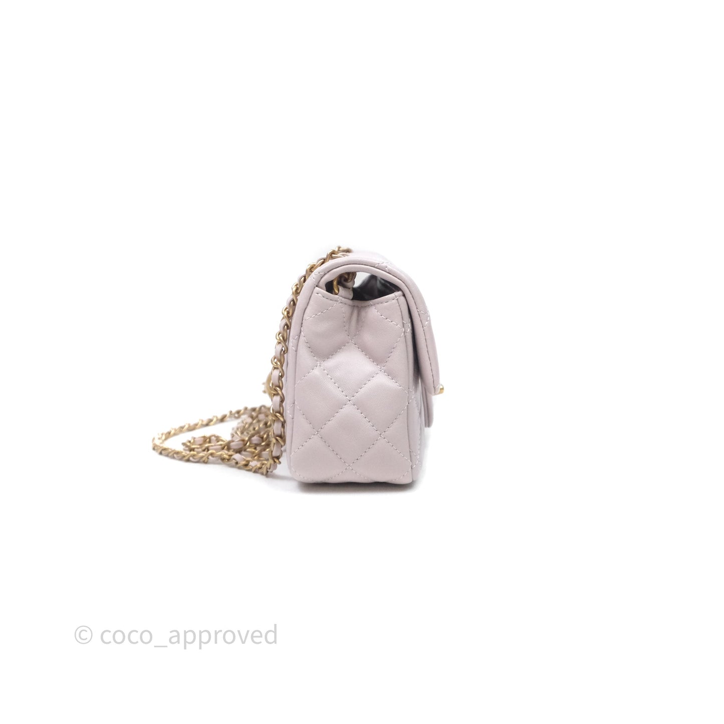 Chanel Mini Rectangular Pearl Crush Lilac Lambskin Aged Gold Hardware