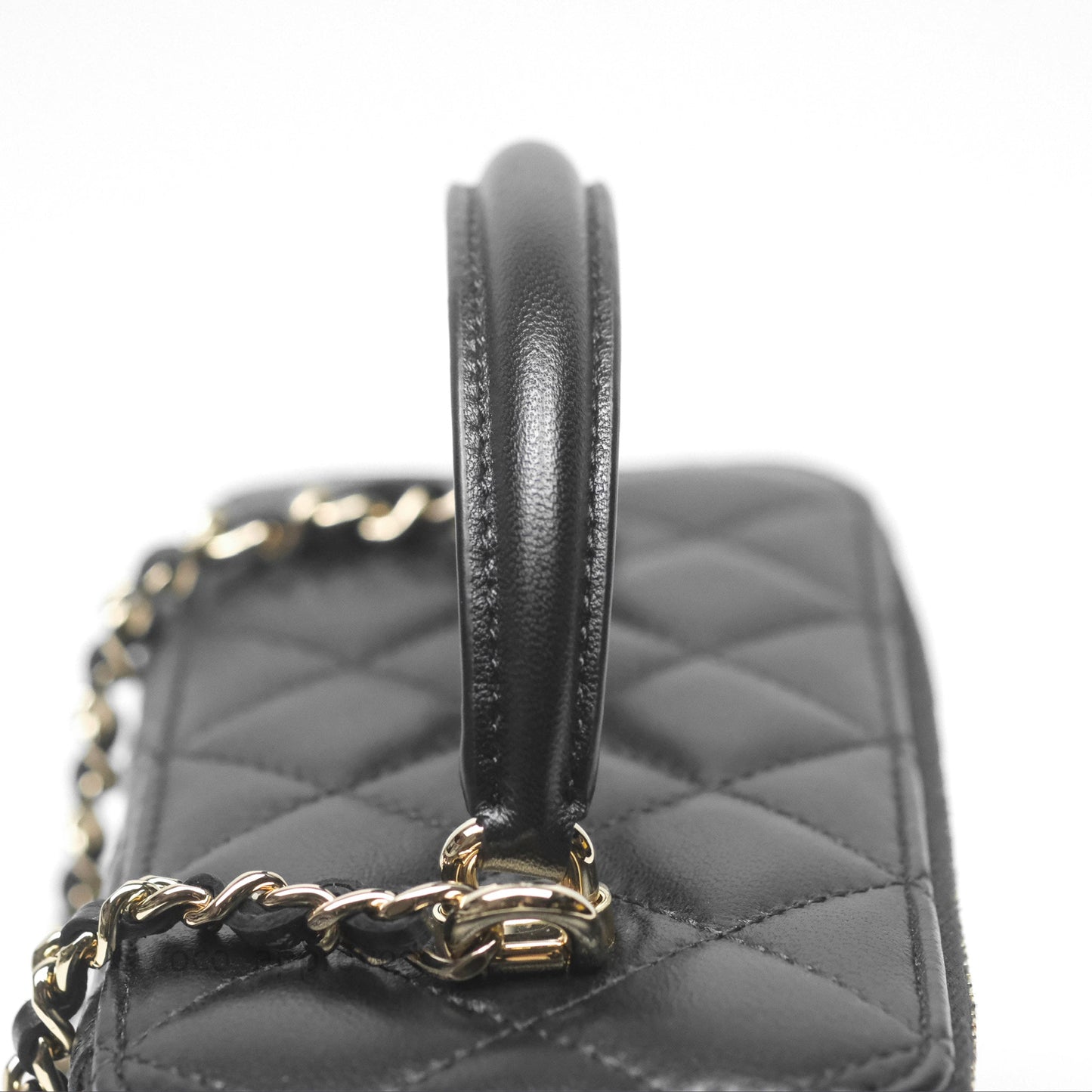 Chanel Vanity Rectangular Top Handle Black Lambskin Gold Hardware