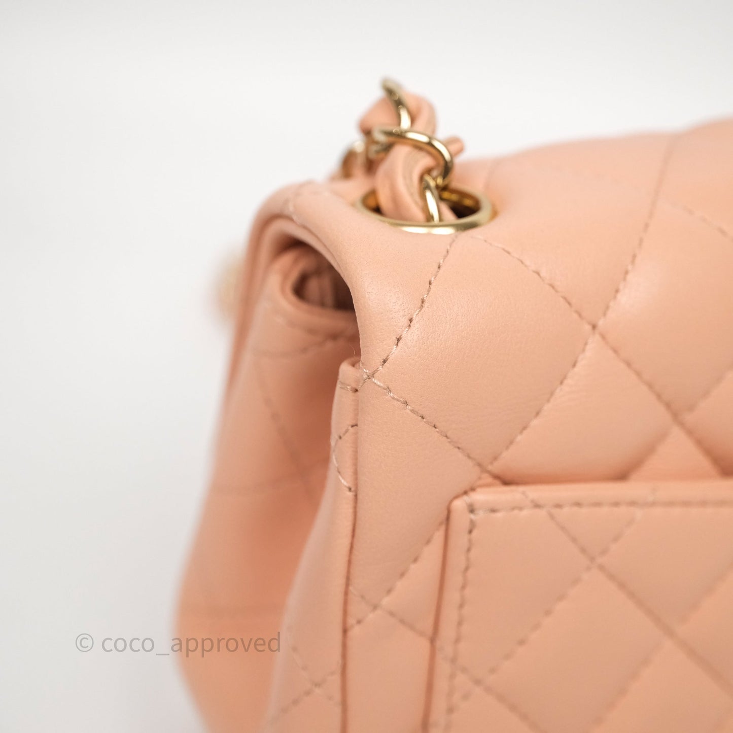 Chanel Mini Square Flap Quilted Orange Clair Lambskin Gold Hardware