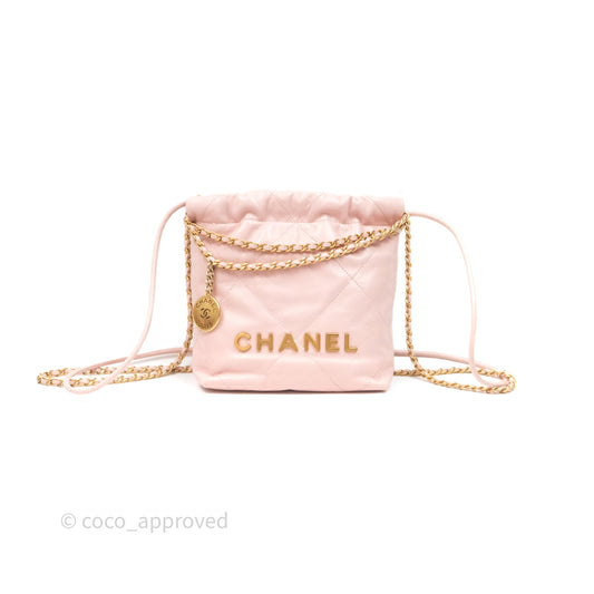 Chanel 22 Mini Bag Light Pink Crumpled Calfskin