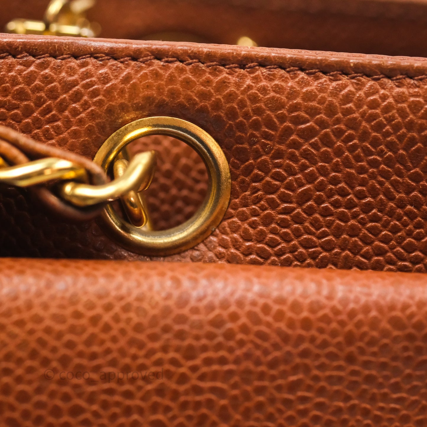 Chanel Vintage Tote Caramel Caviar 24K Gold Hardware