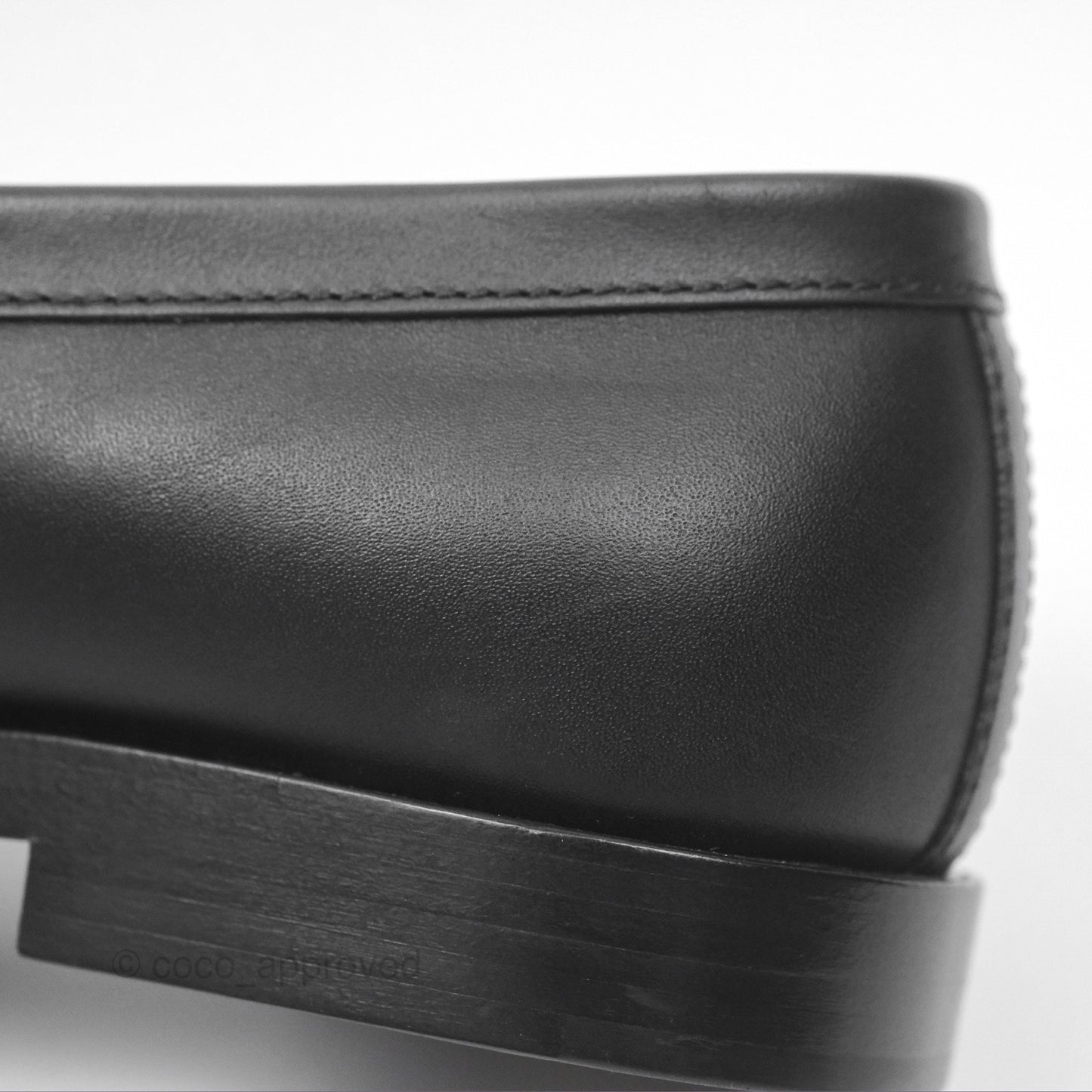 Chanel Loafers Black Leather CC Clover Camellia 23S Size 37C
