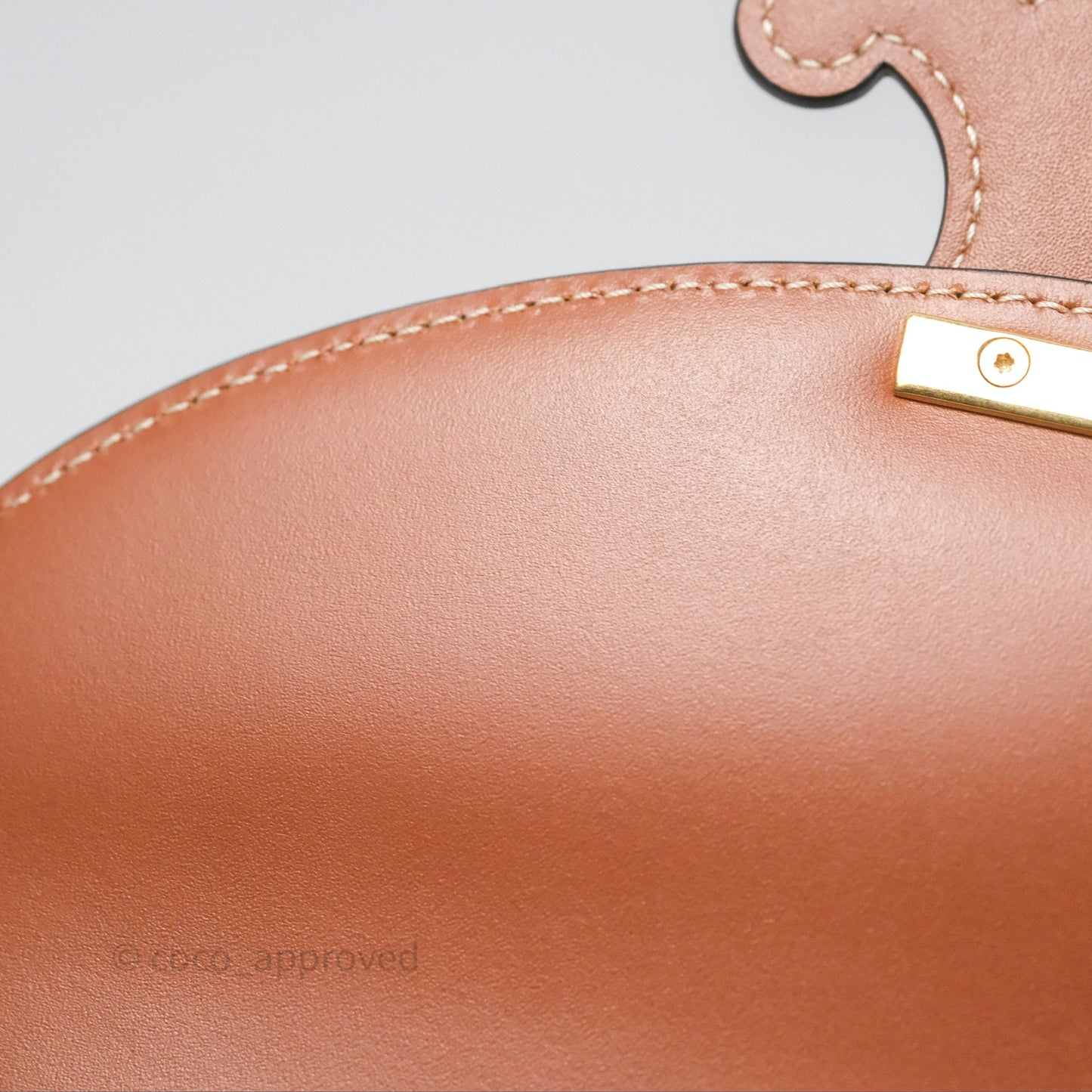 Celine Besace Cuir Bag Triomphe Canvas Tan