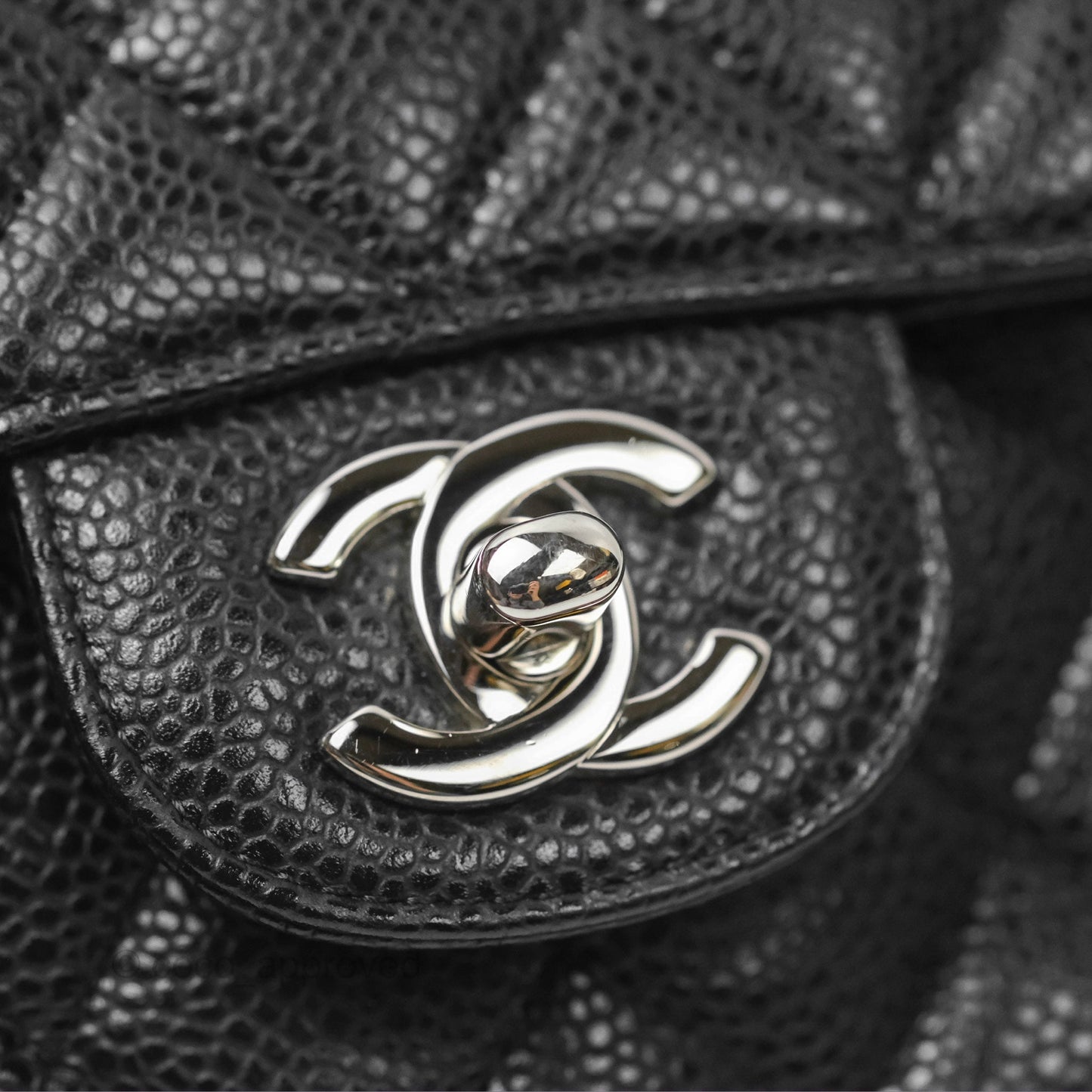Chanel Classic M/L Medium Flap Quilted Black Caviar Silver Hardware