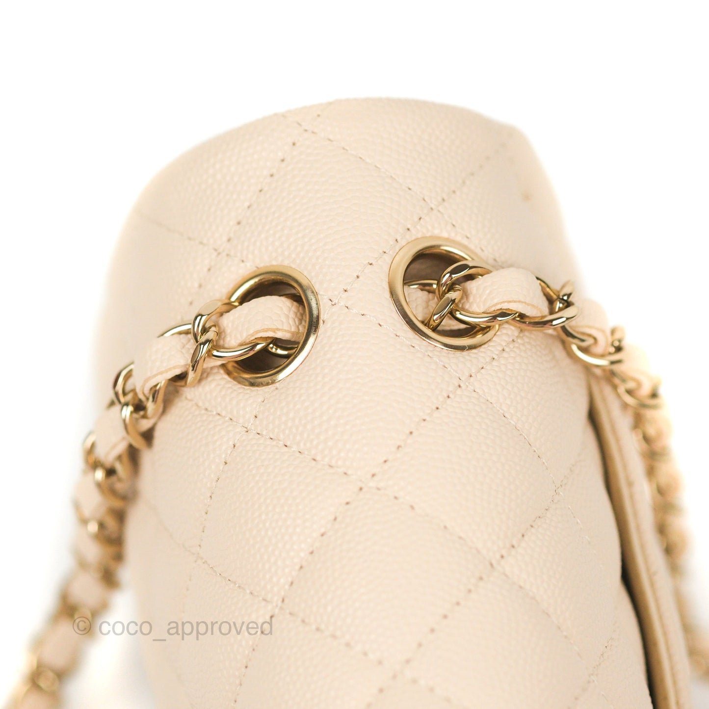 Chanel Small Classic Quilted Flap Light Ivory Beige Caviar Gold Hardware 20C