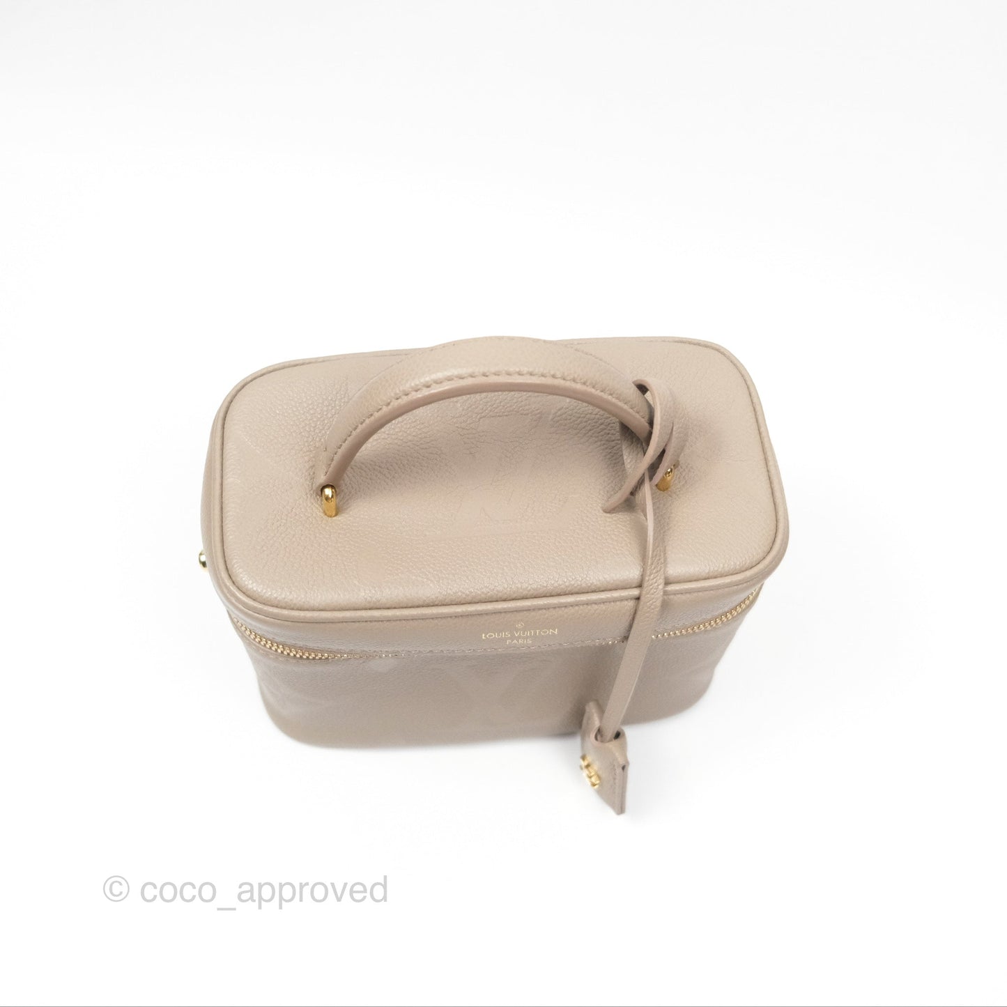 Louis Vuitton Monogram Empreinte Tourterelle Vanity PM Beige Gold Hardware
