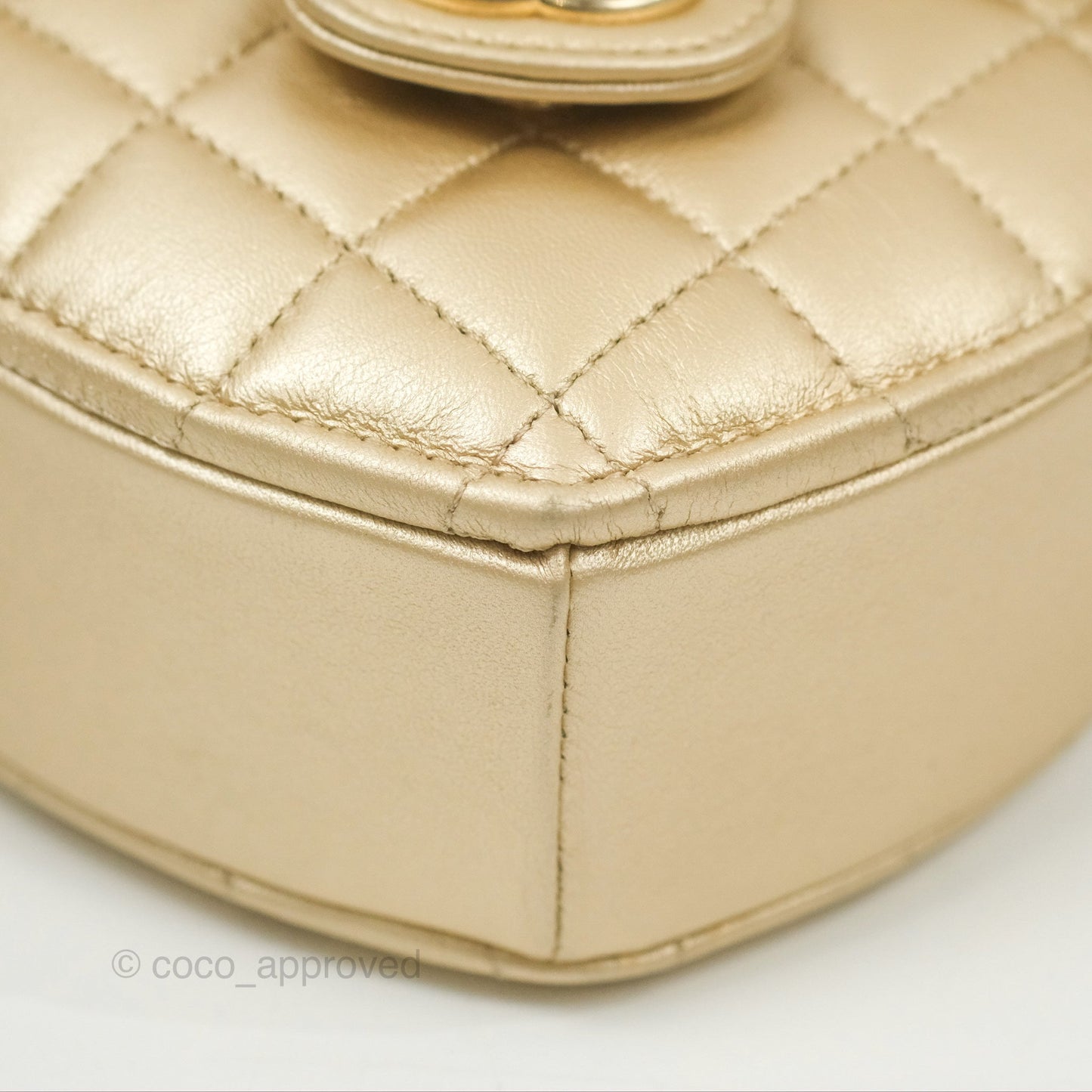 Chanel Small Heart Bag Iridescent Gold Lambskin Gold Hardware 22S