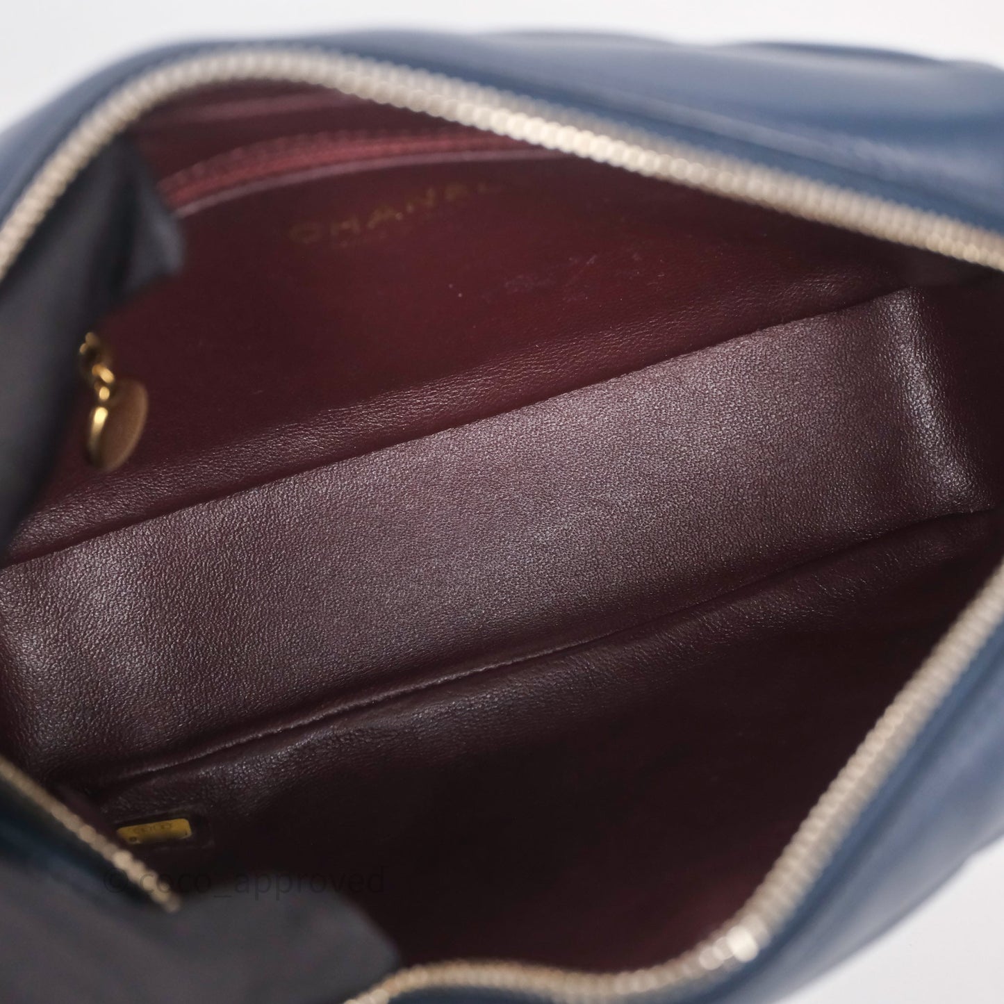 Chanel CC Camera Bag Quilted Navy Lambskin Aged Gold Hardware