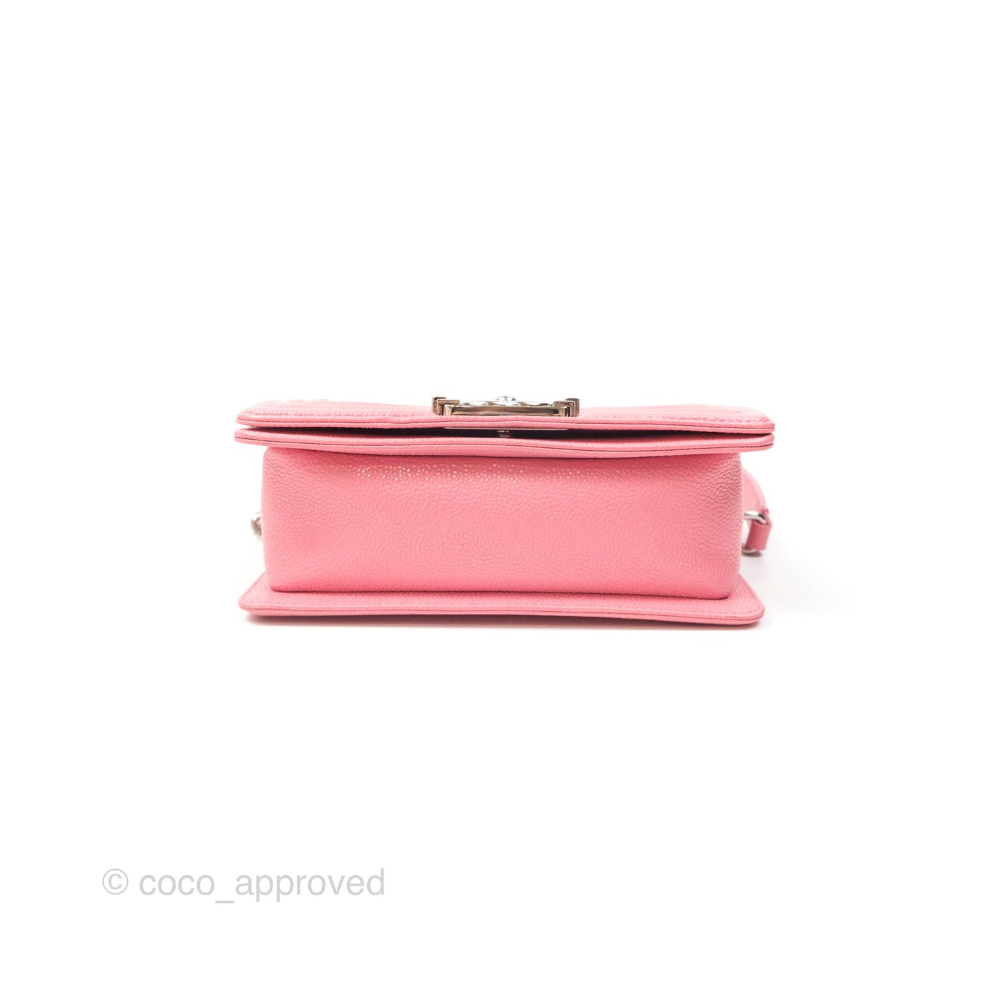 Chanel Small Boy Chevron Pink Caviar Silver Hardware