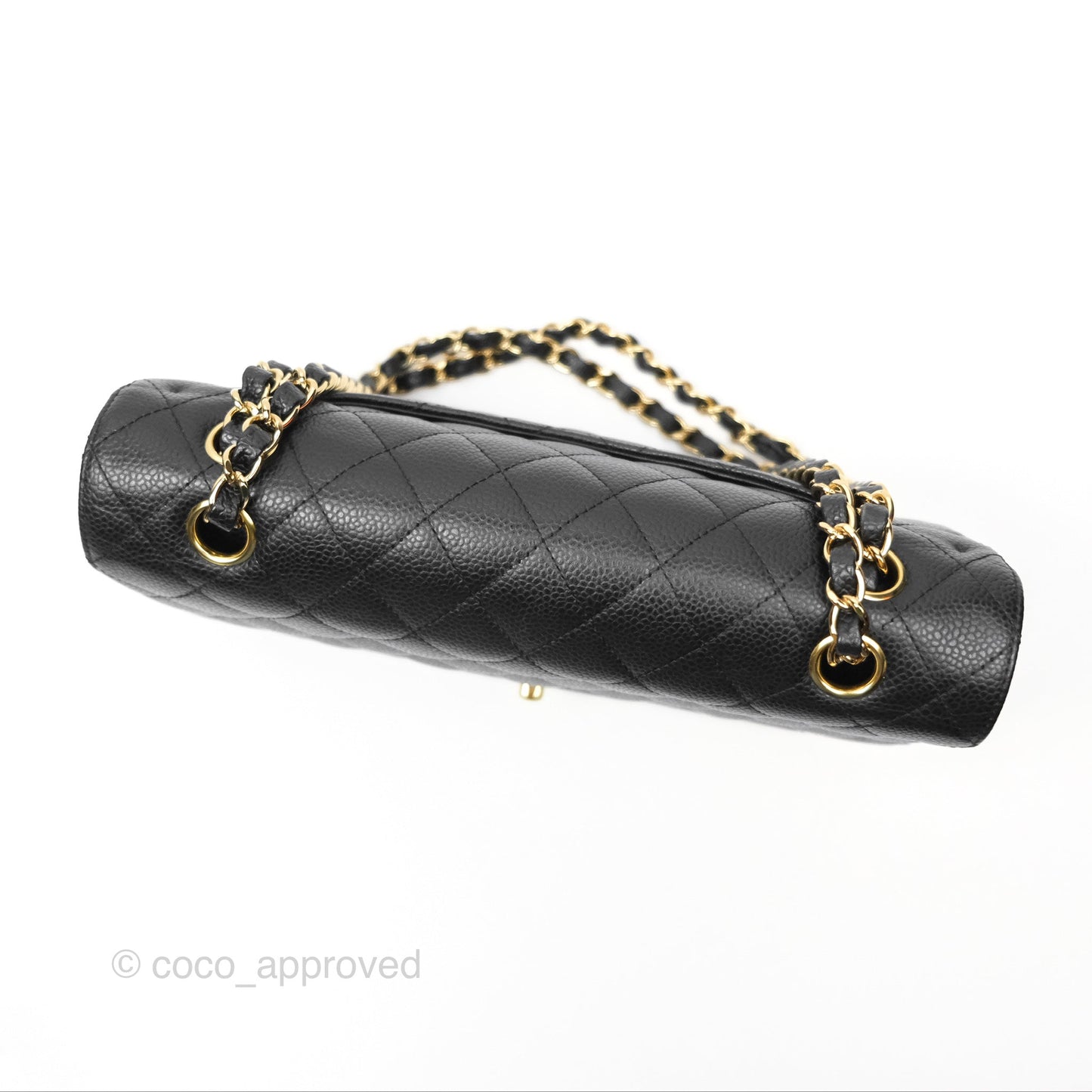 Chanel M/L Medium Classic Flap Quilted Black Caviar 24K Gold Hardware
