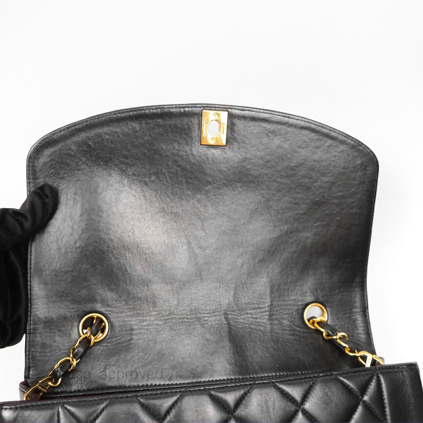 Chanel Vintage Medium Classic Diana Bag Quilted Black Lambskin 24K Gold Hardware