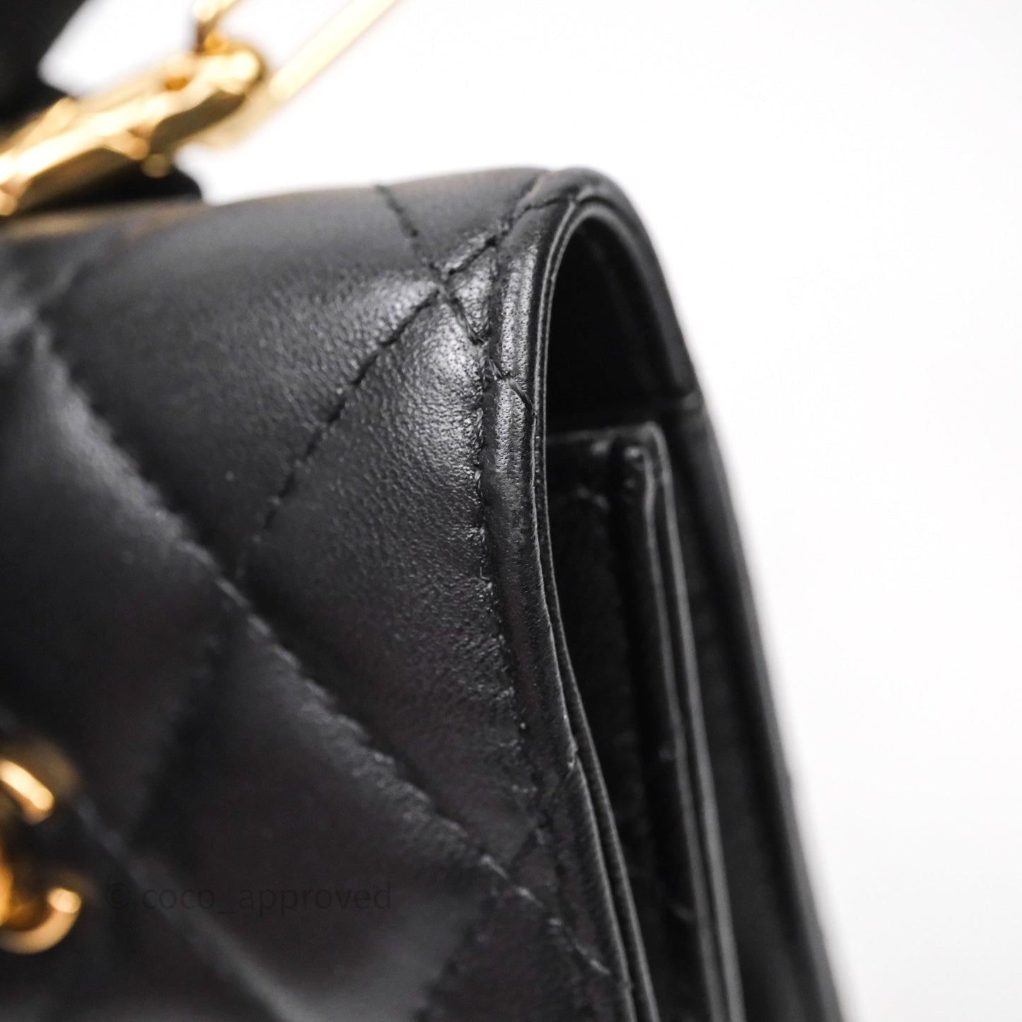 Chanel Jewel Hook Card Holder Black Lambskin Aged Gold Hardware