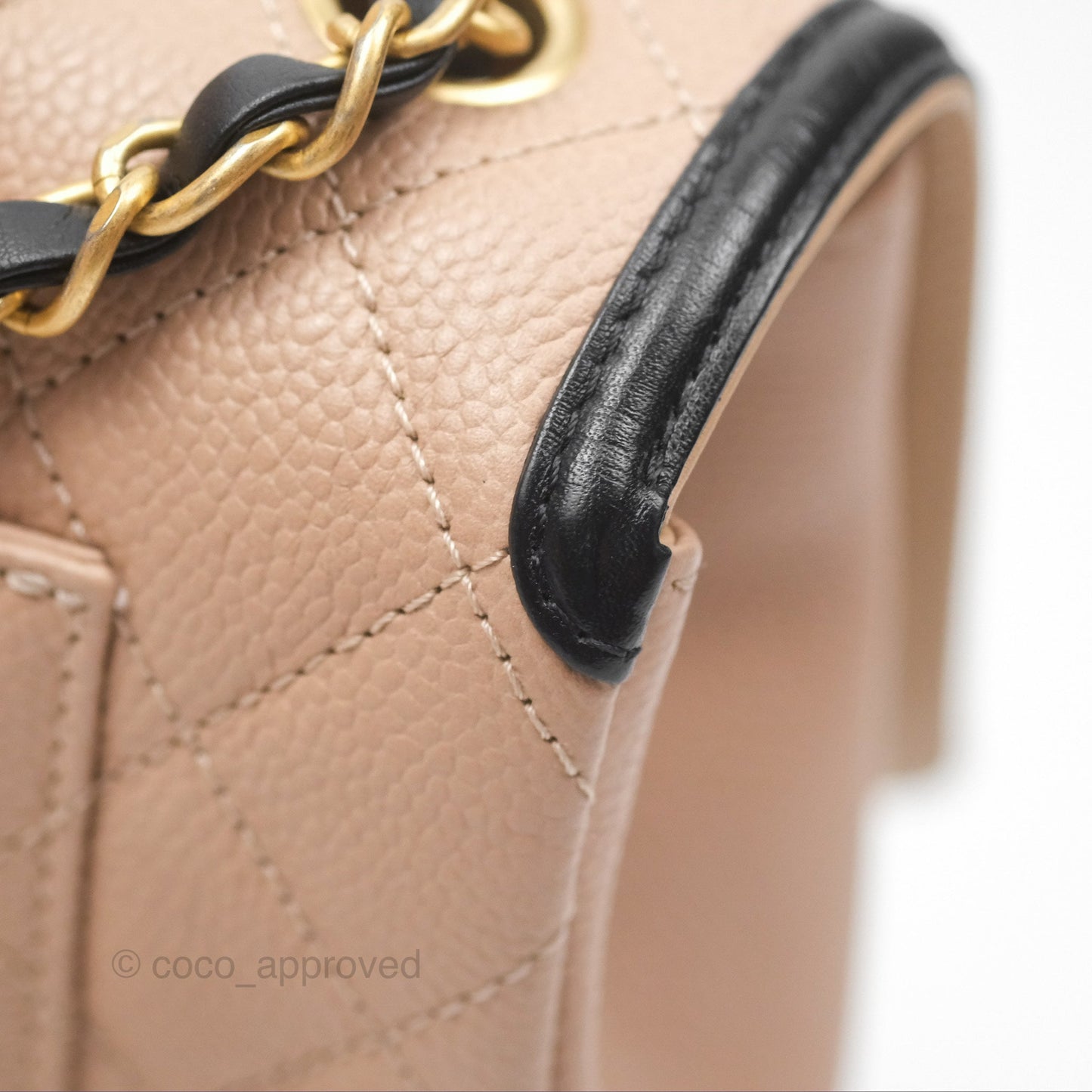 Chanel Quilted Medium CC Filigree Flap Beige Black Caviar
