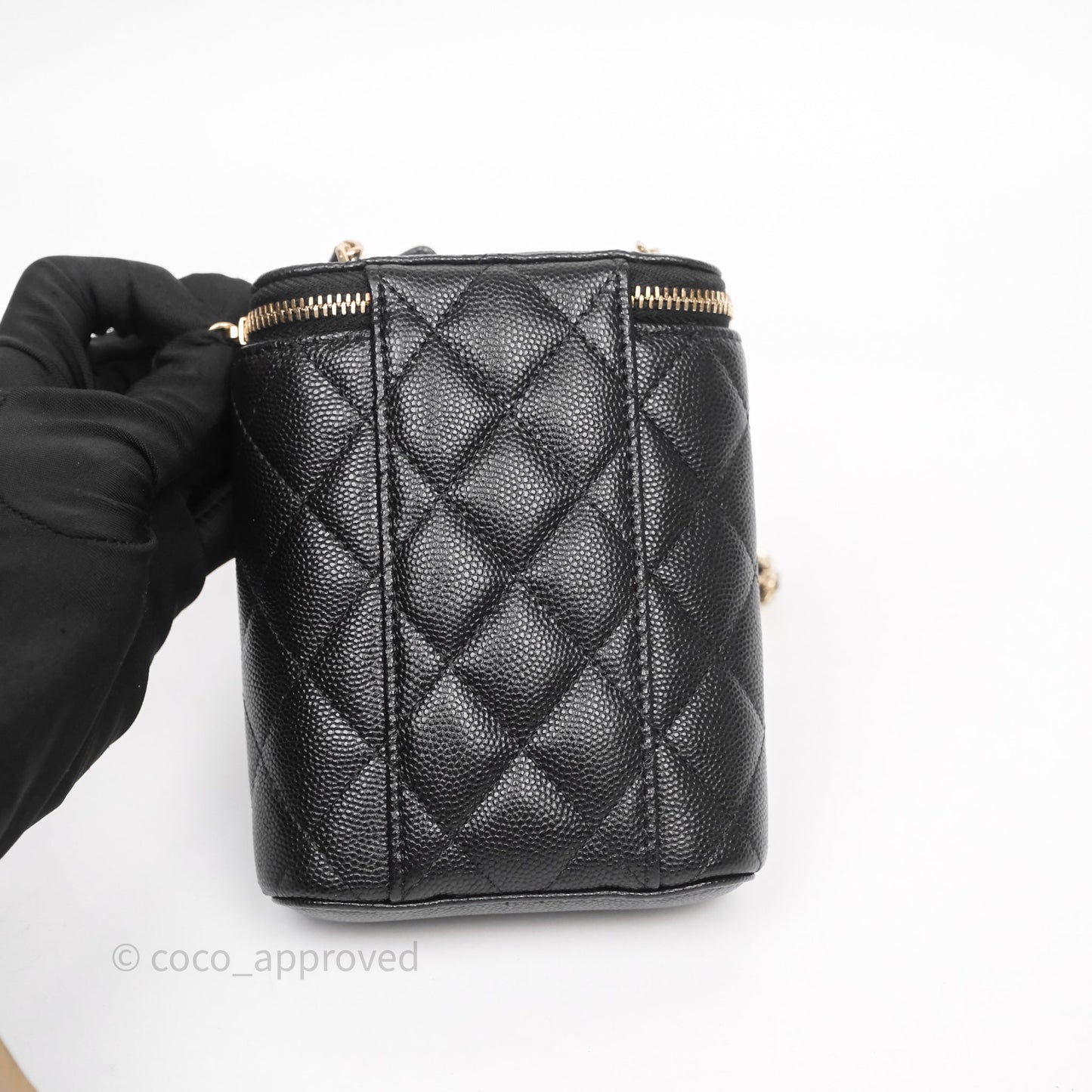 Chanel Classic Mini Vanity With Chain Black Caviar Gold Hardware