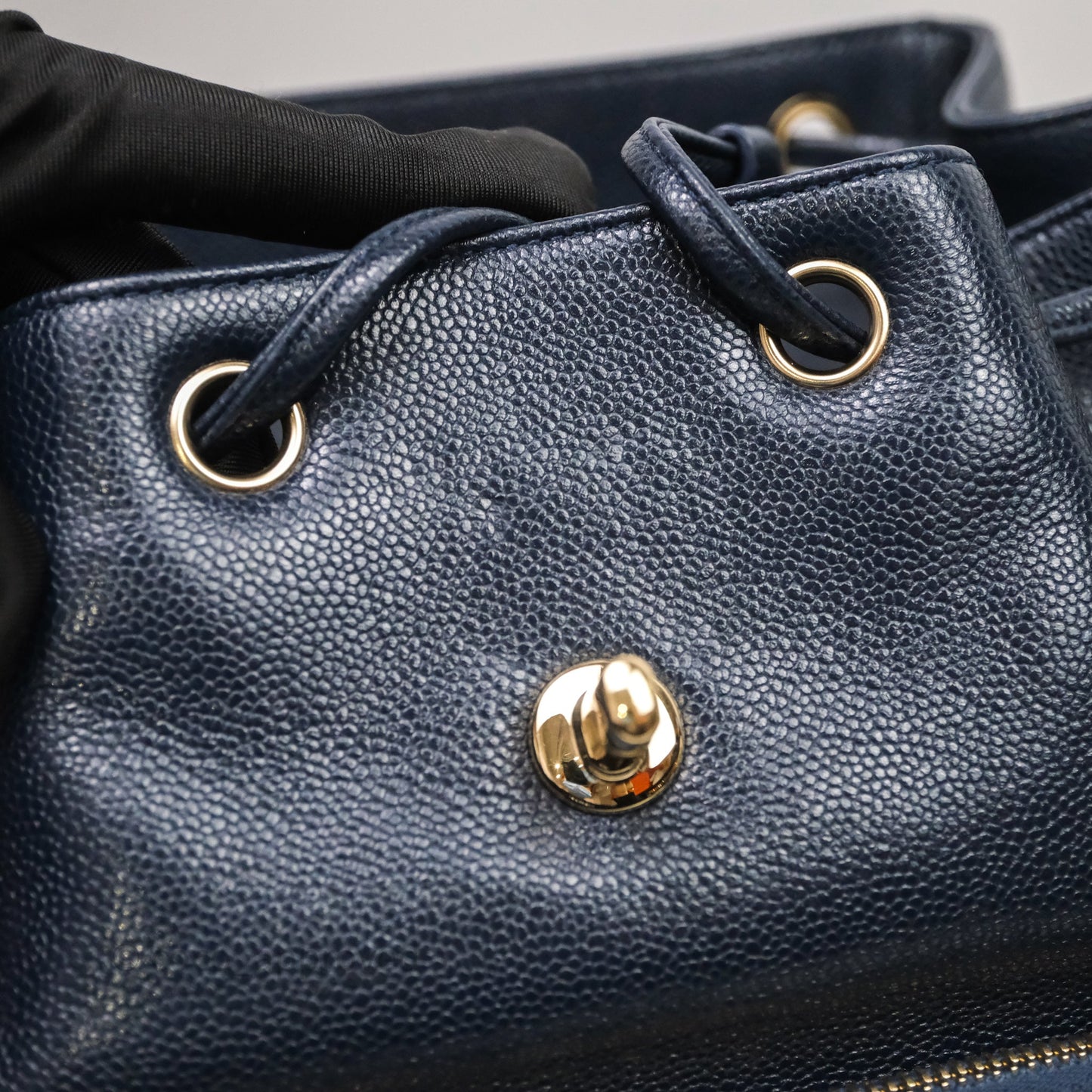 Chanel Quilted Business Affinity Backpack Navy Caviar Light Gold Hardware