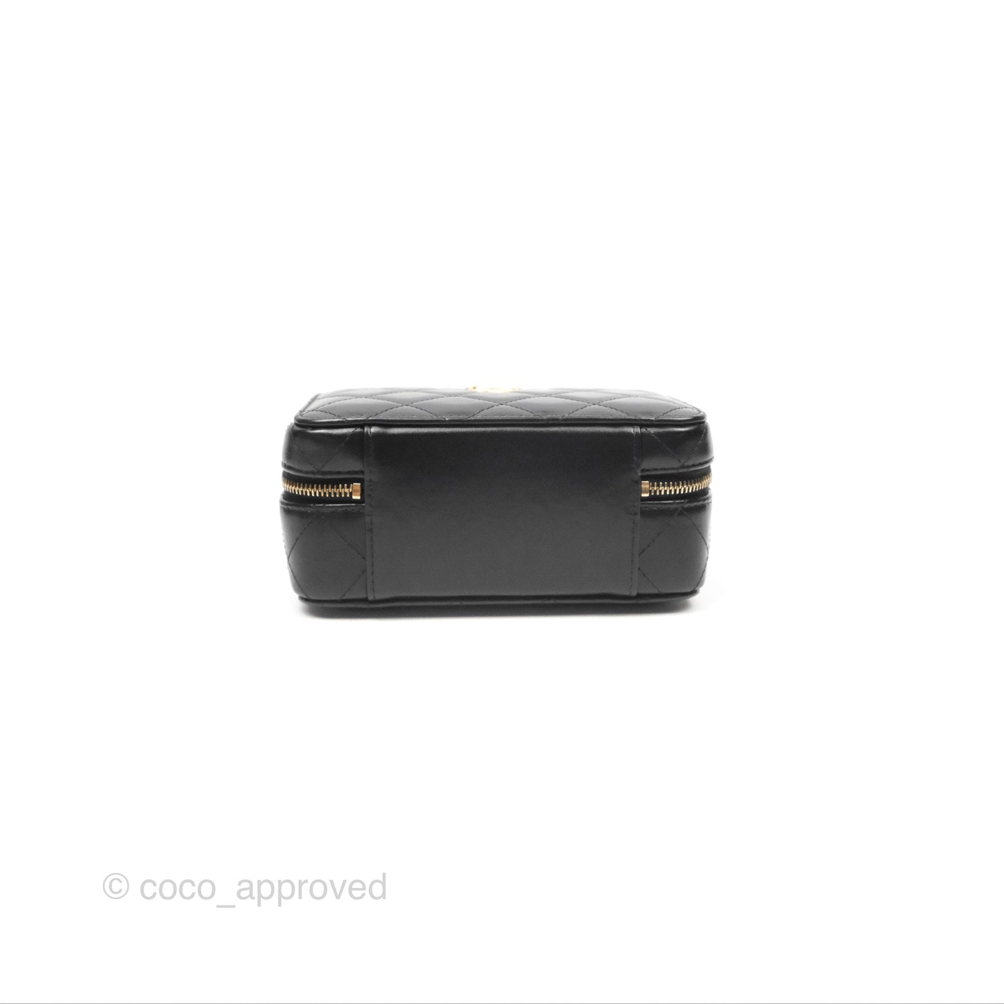 Chanel Top Handle Vanity Case Black Shiny Lambskin Aged Gold Hardware