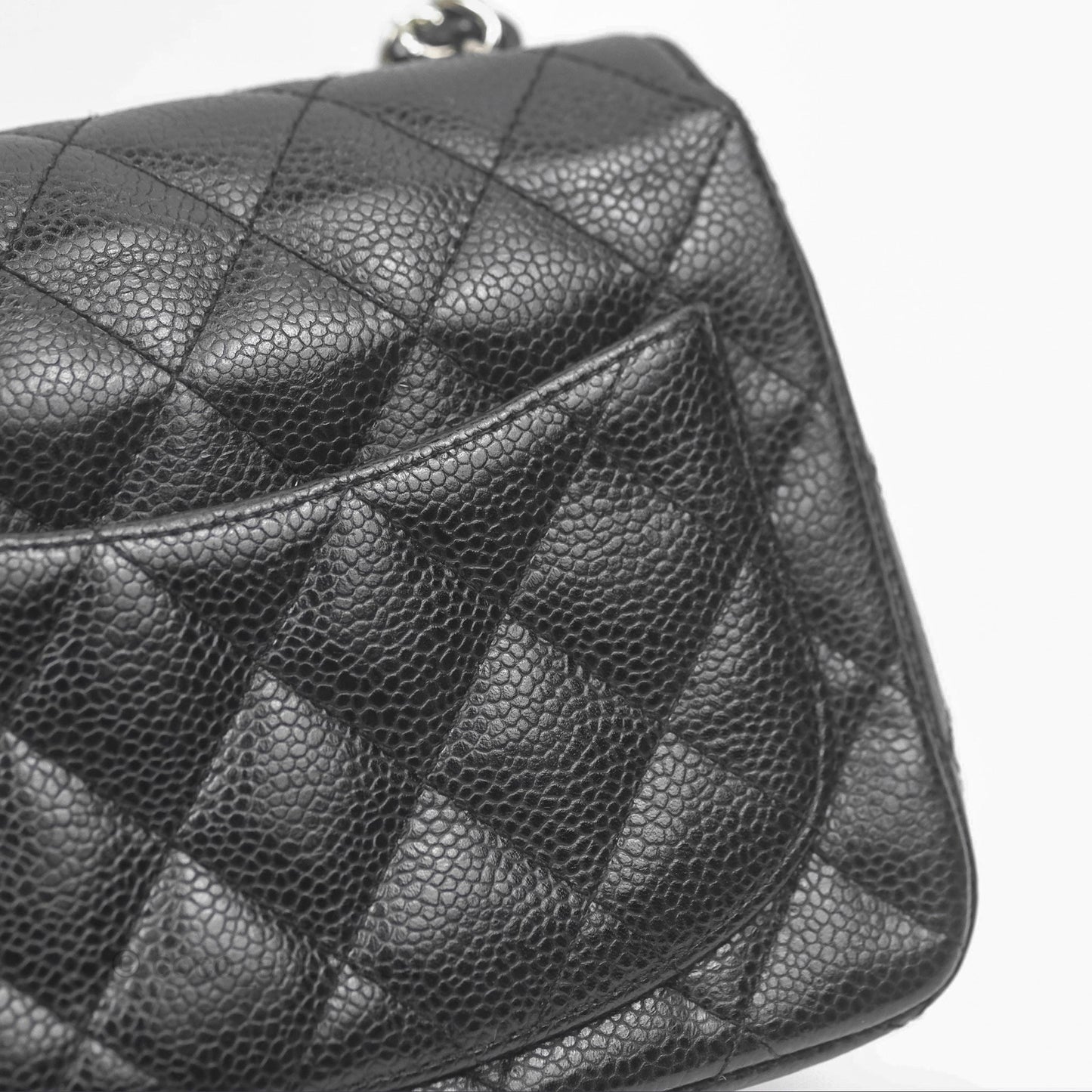 Chanel Mini Square Flap Quilted Black Caviar Silver Hardware