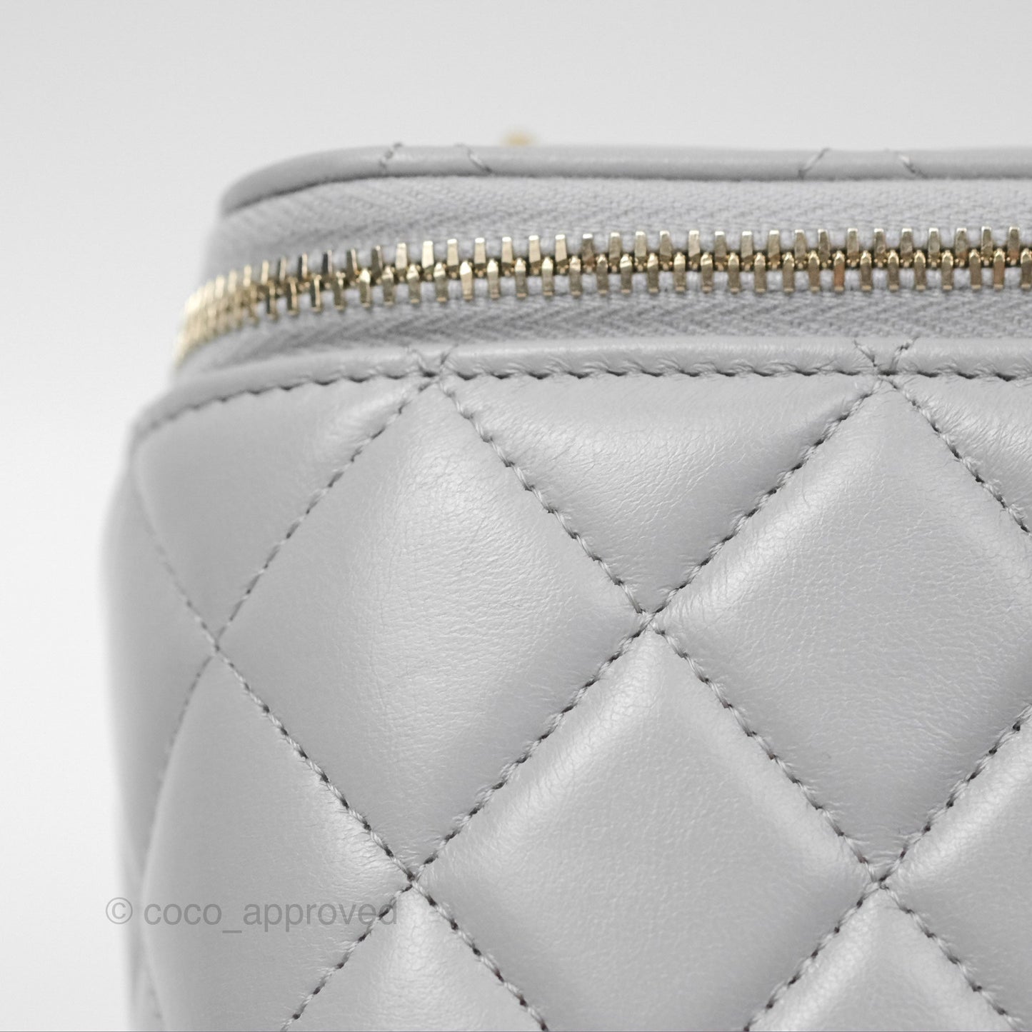 Chanel All Slide Vanity with Adjustable Chain Grey Lambskin Aged Gold Hardware
